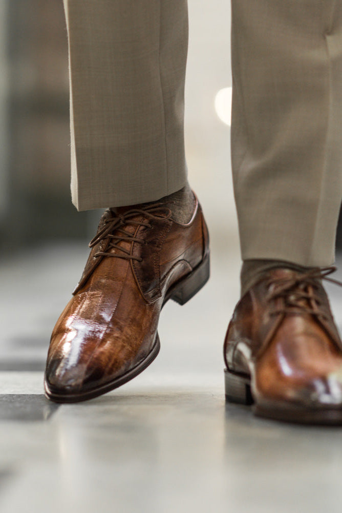 Men's Dress Derby | Cognac Fade Eel Leather