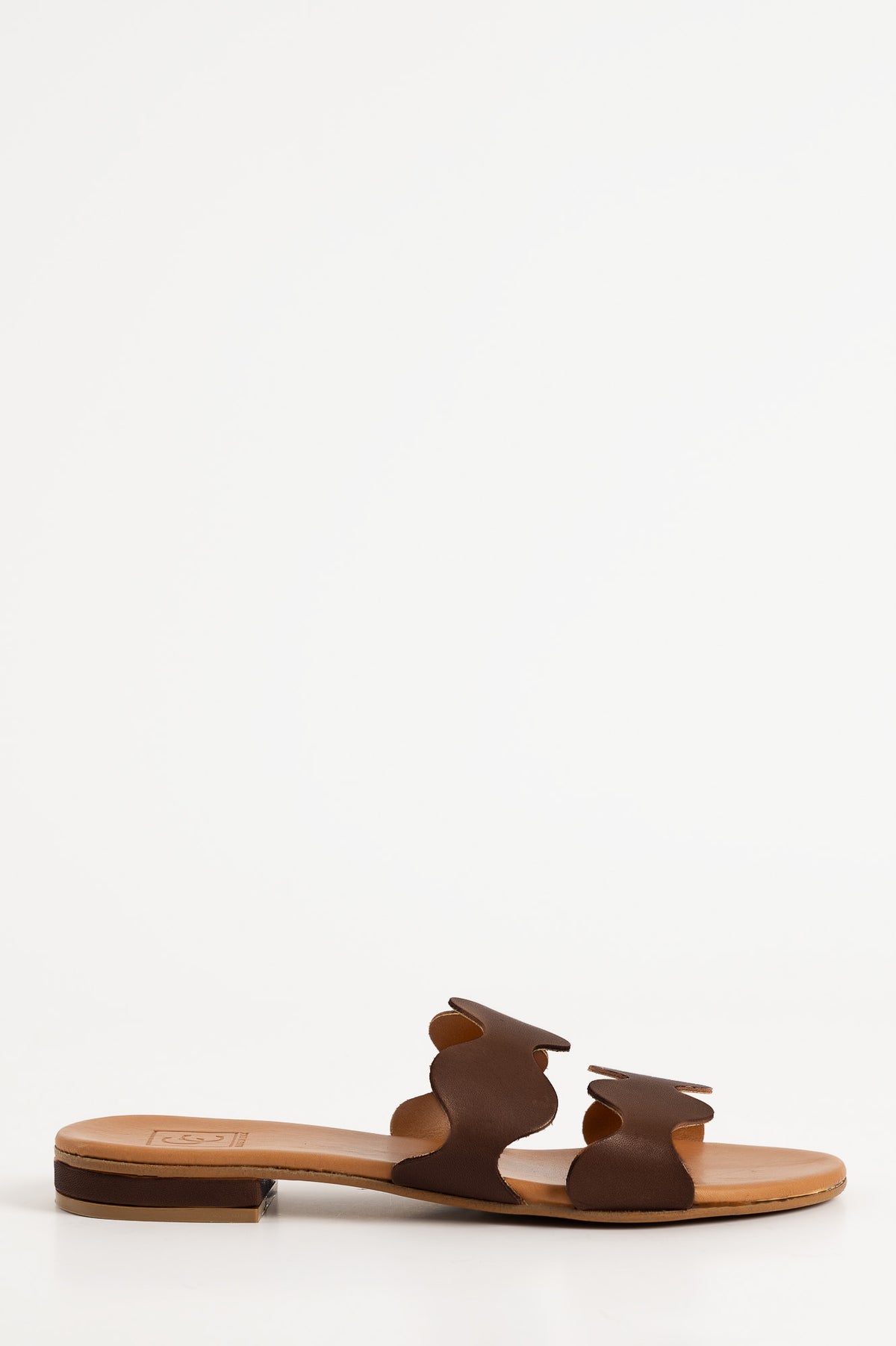 Flat Sandal Wave | Dark Brown Calf Leather