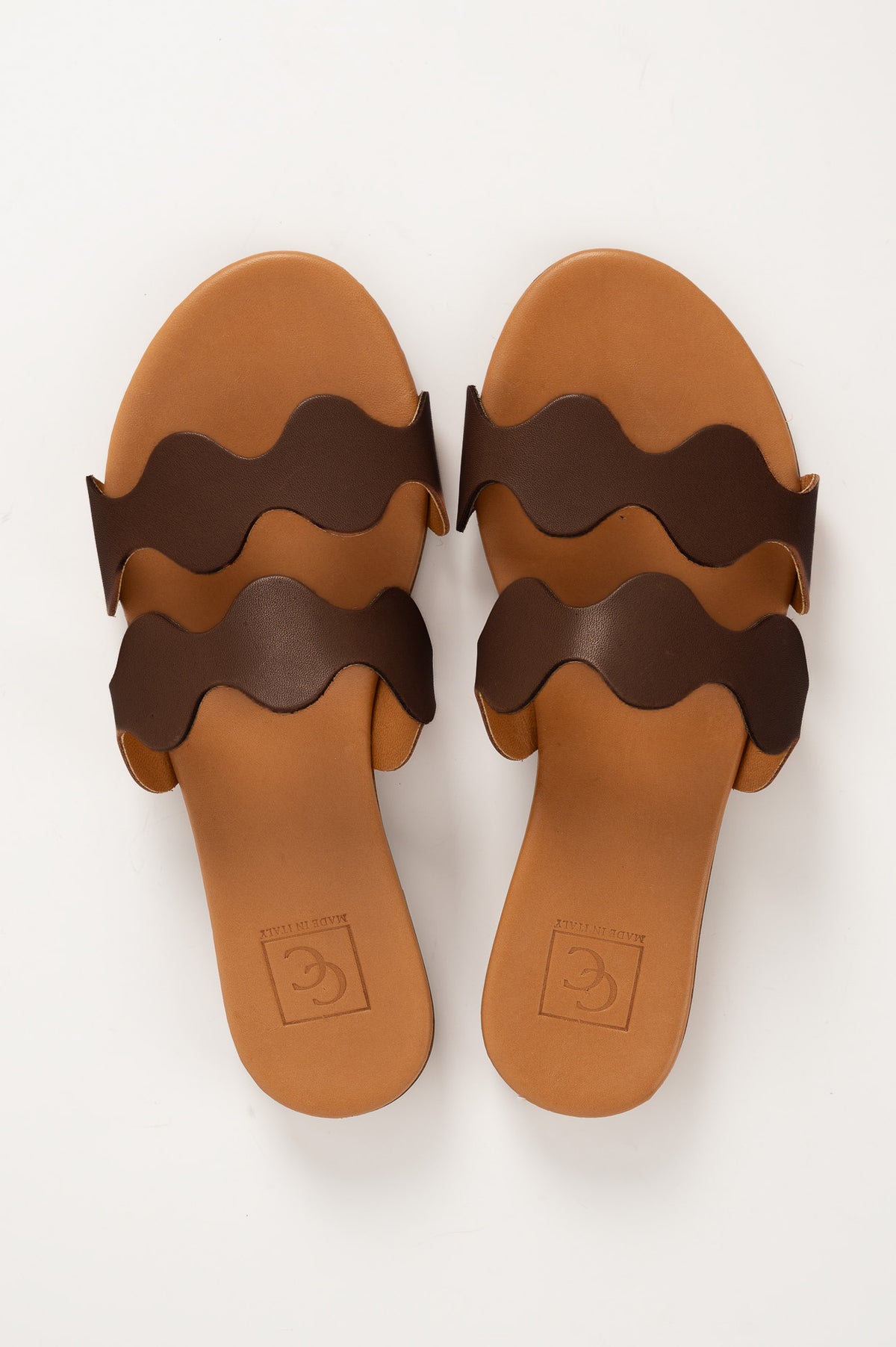 Flat Sandal Wave | Dark Brown Calf Leather