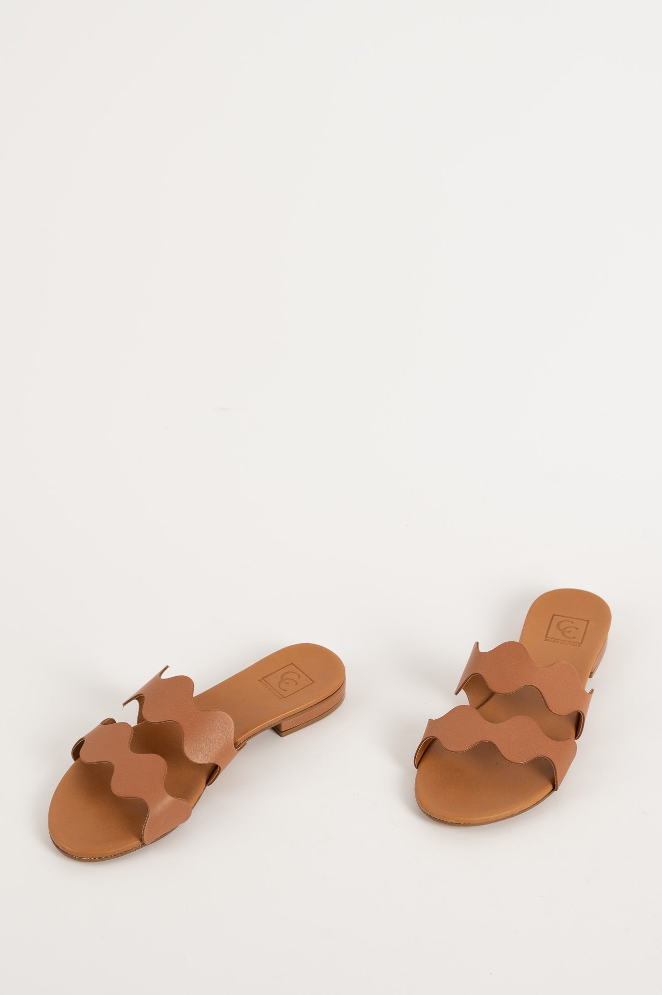 Flat Sandal Wave | Light Brown Calf Leather