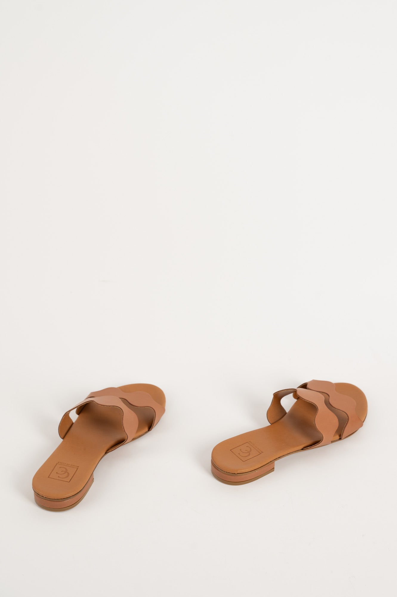 Flat Sandal Wave | Light Brown Calf Leather