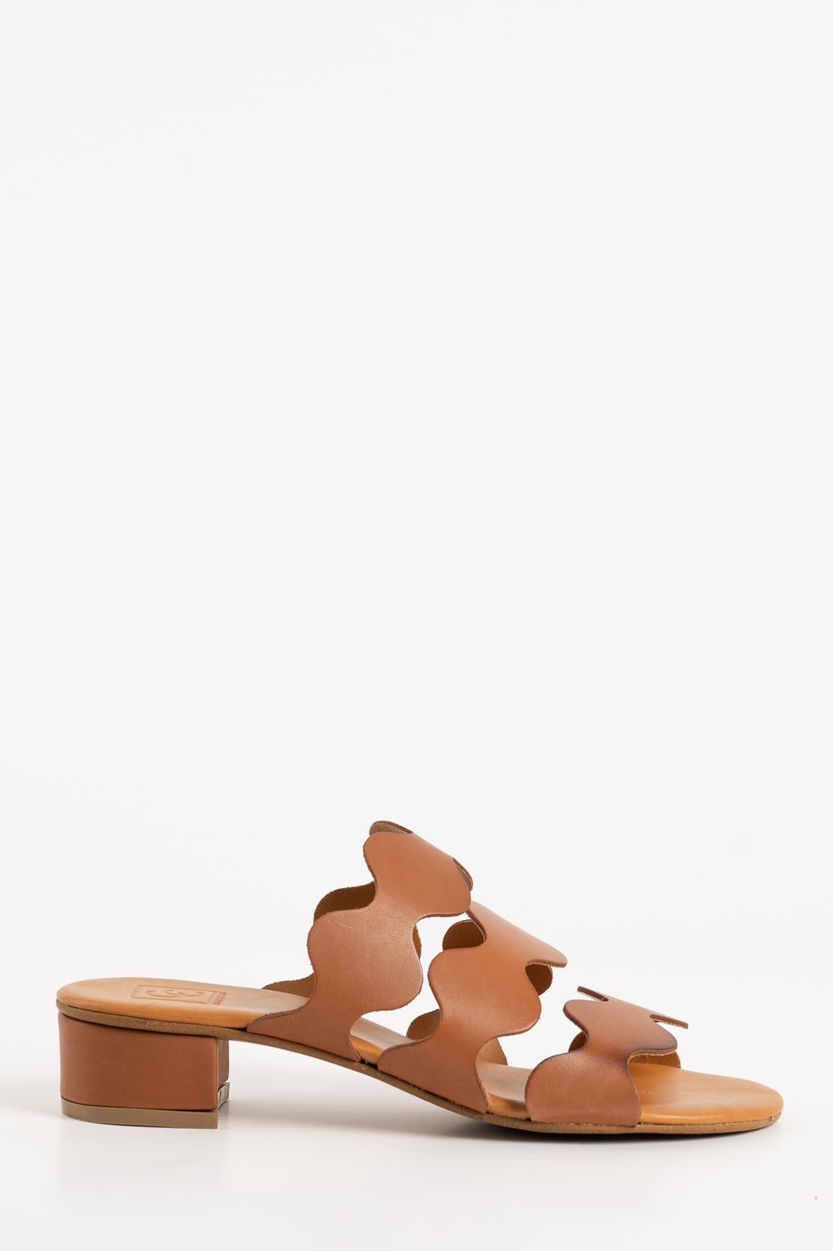 Heeled Sandal Wave | Light Brown Calf Leather