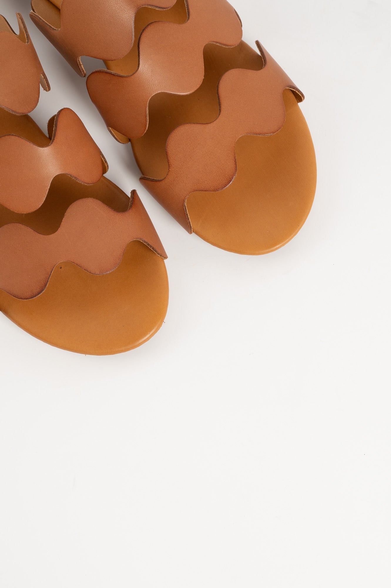 Heeled Sandal Wave | Light Brown Calf Leather