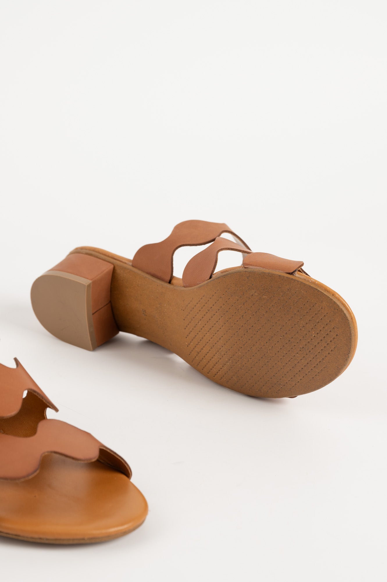 Heeled Sandal Wave | Light Brown Calf Leather