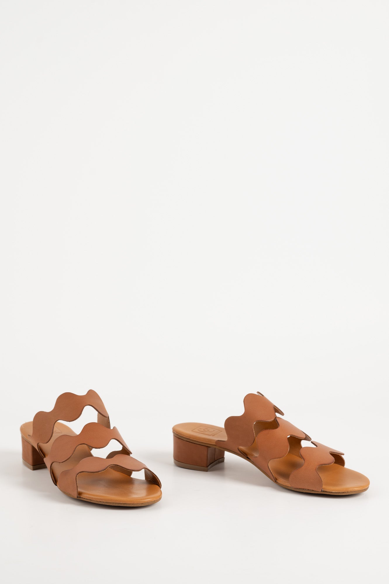 Heeled Sandal Wave | Light Brown Calf Leather