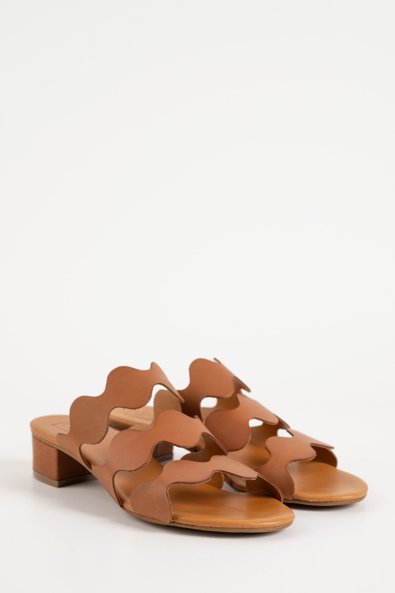 Heeled Sandal Wave | Light Brown Calf Leather