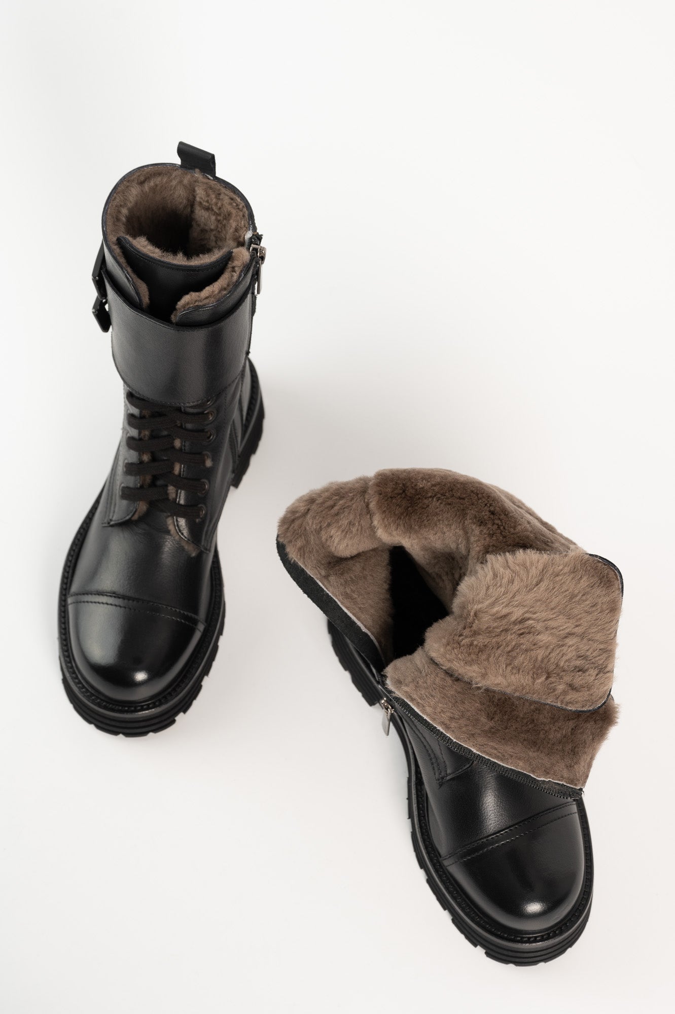 Shearling Boot Gilda | Black Buffalo Leather