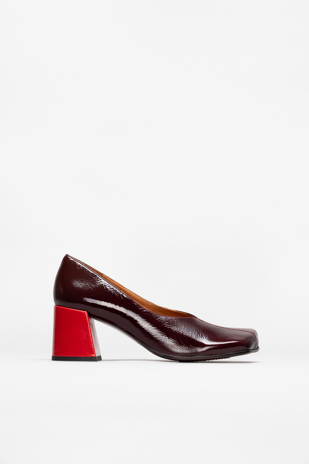 Squared Pump Uranio | Bordeaux Patent Nappa Leather