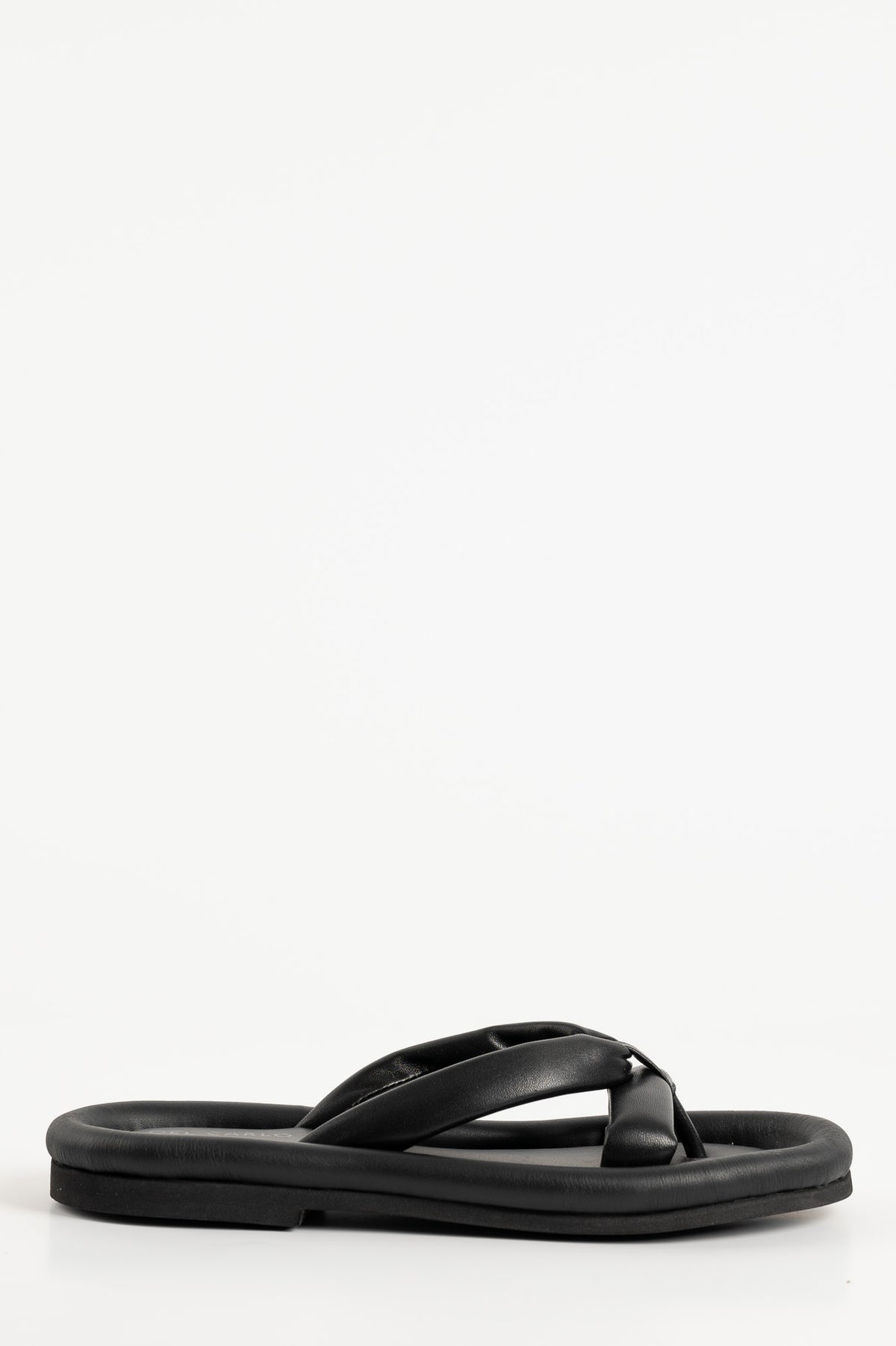 Slide-in Sandal Fluffy | Black Nappa Leather