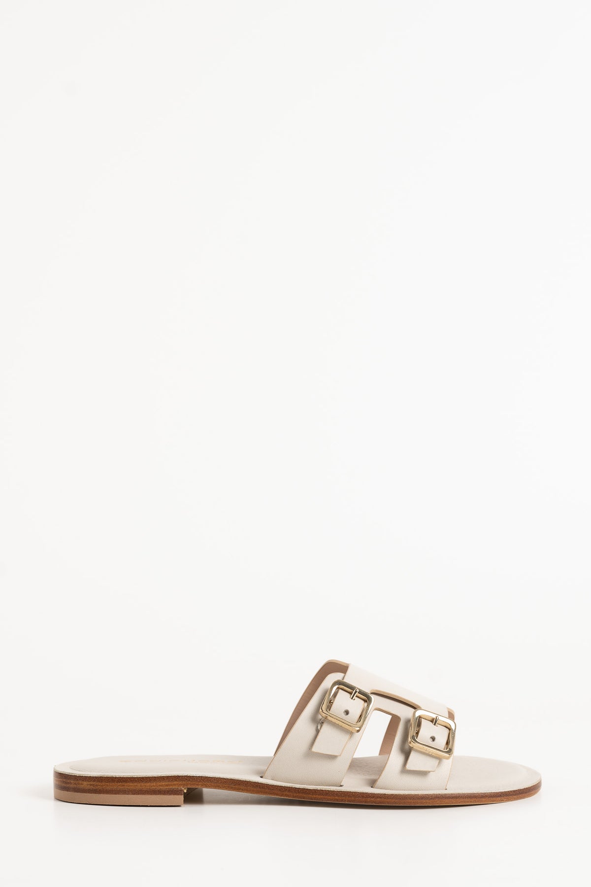 Belted Sandal | Pearl White Calf Leather