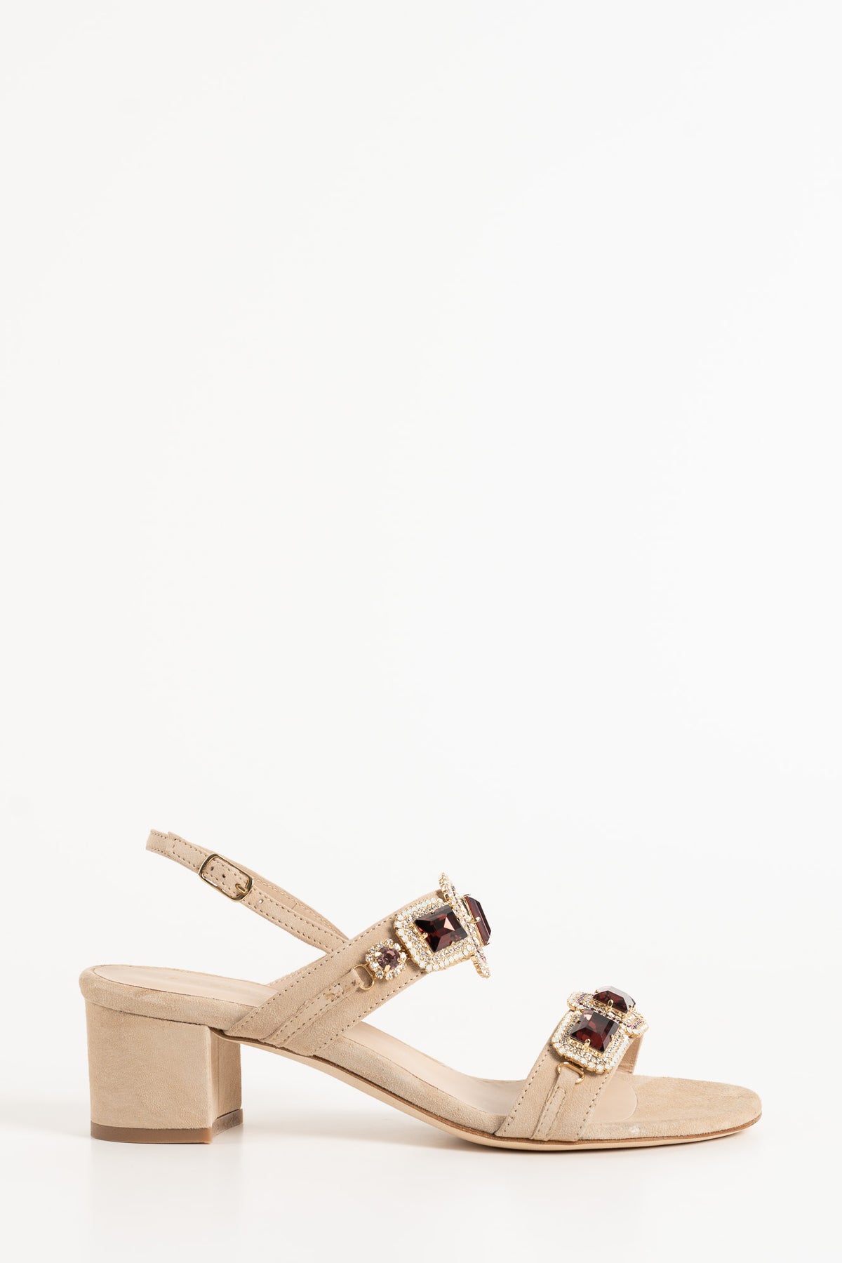 Jeweled Sandal | Sand Beige Suede