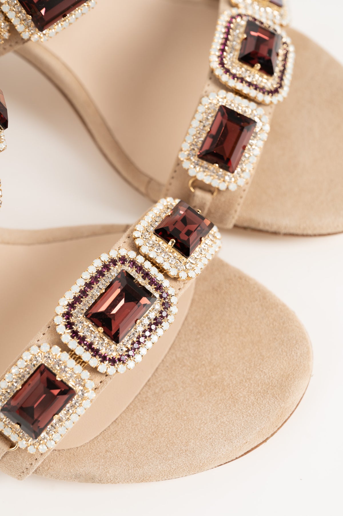 Jeweled Sandal | Sand Beige Suede