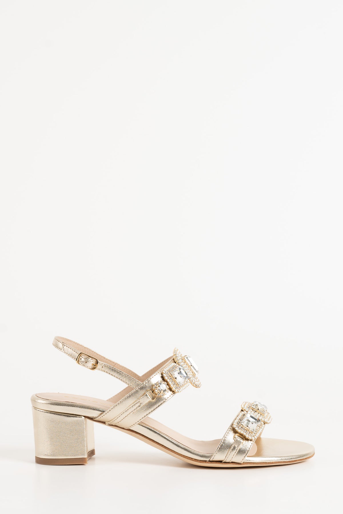 Jeweled Sandal | Platino Nappa Leather