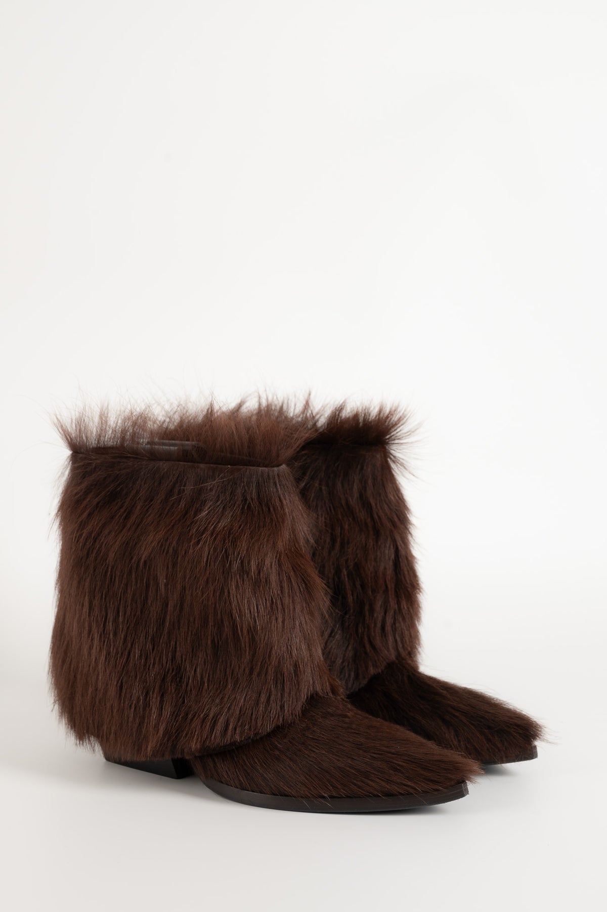 Western Boot Blues | Dark Brown Long Cavallino Fur