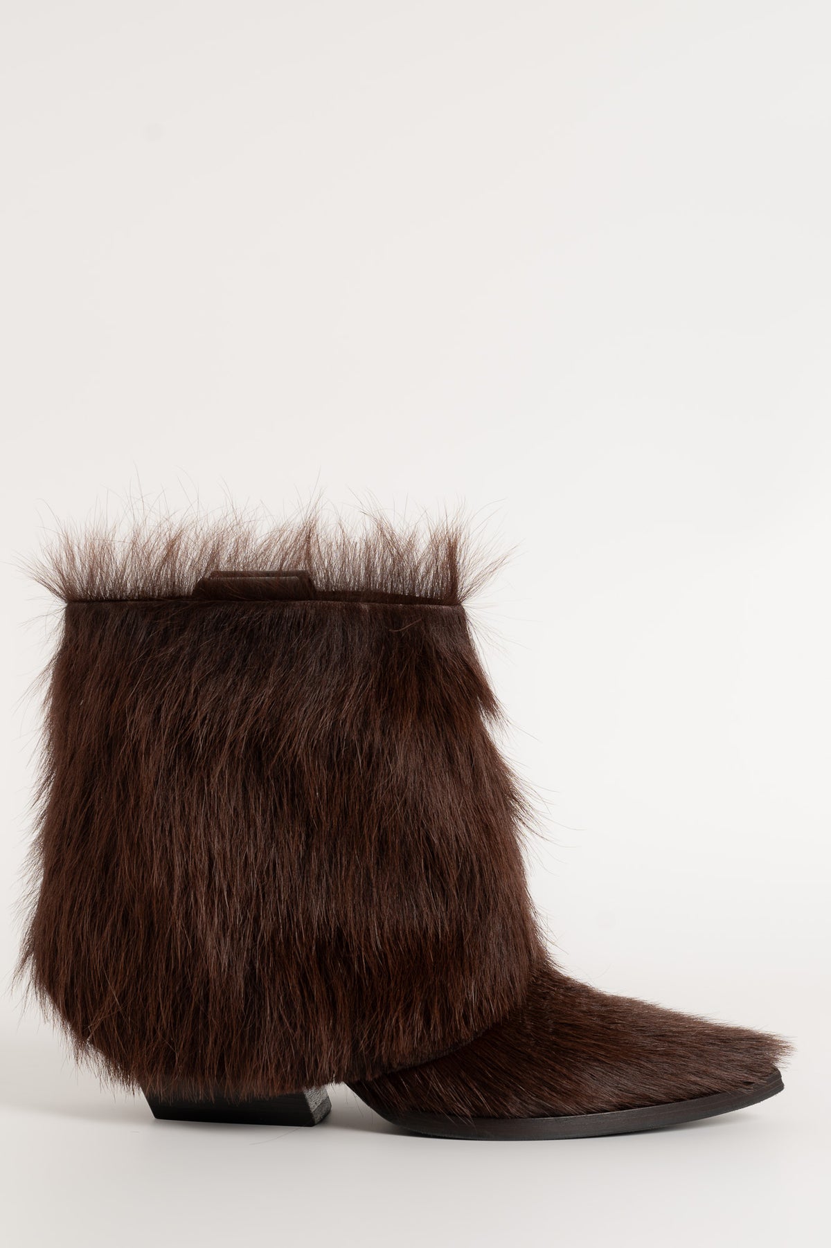 Western Boot Blues | Dark Brown Long Cavallino Fur