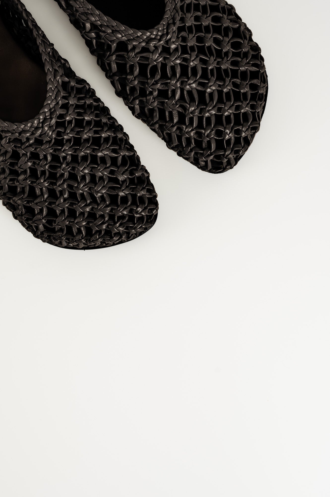 Flat Ballerina Ame 157 | Svart Virkat Skinn