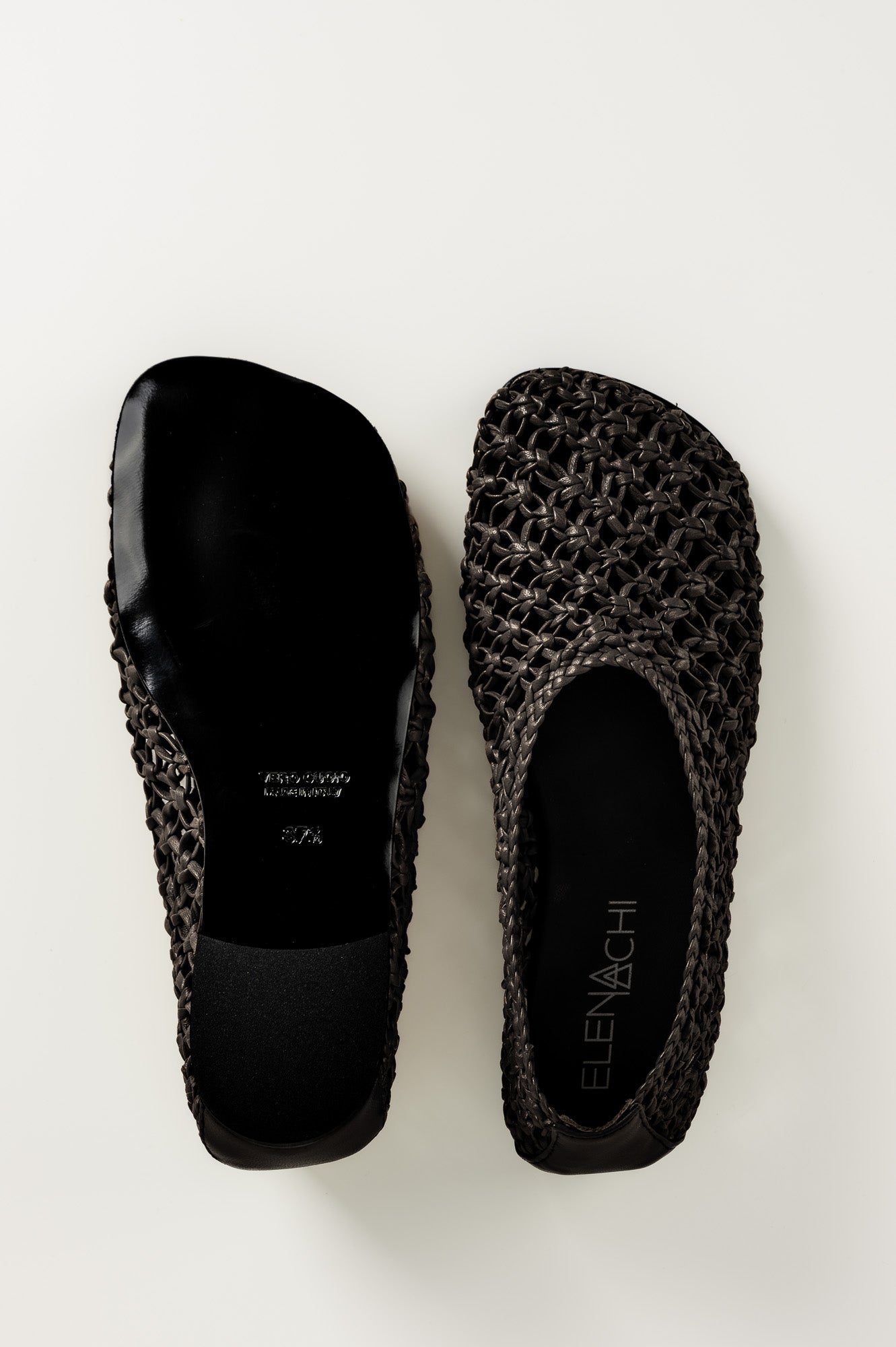 Flat Ballerina Ame 157 | Svart Virkat Skinn