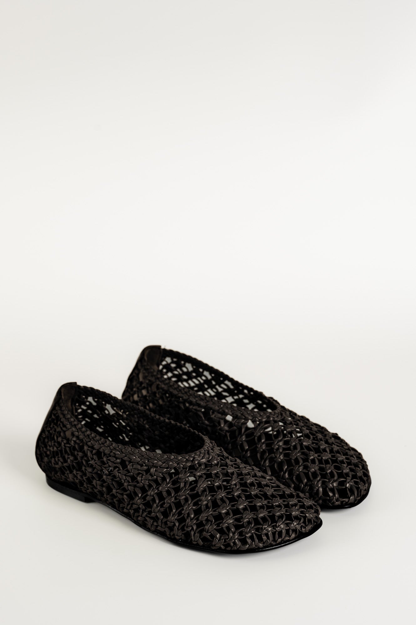 Flat Ballerina Ame 157 | Svart Virkat Skinn
