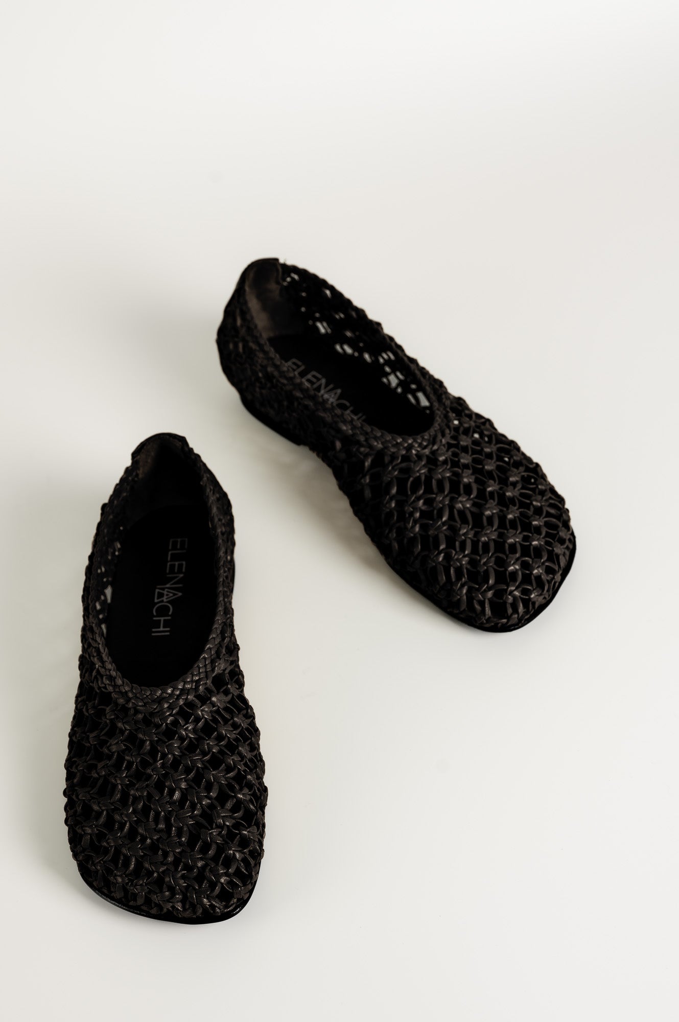 Flat Ballerina Ame 157 | Svart Virkat Skinn