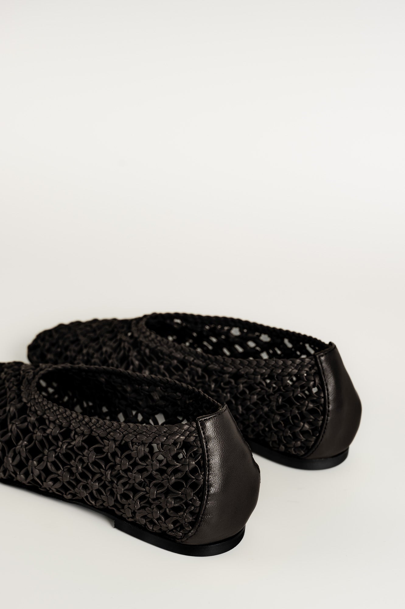 Flat Ballerina Ame 157 | Svart Virkat Skinn