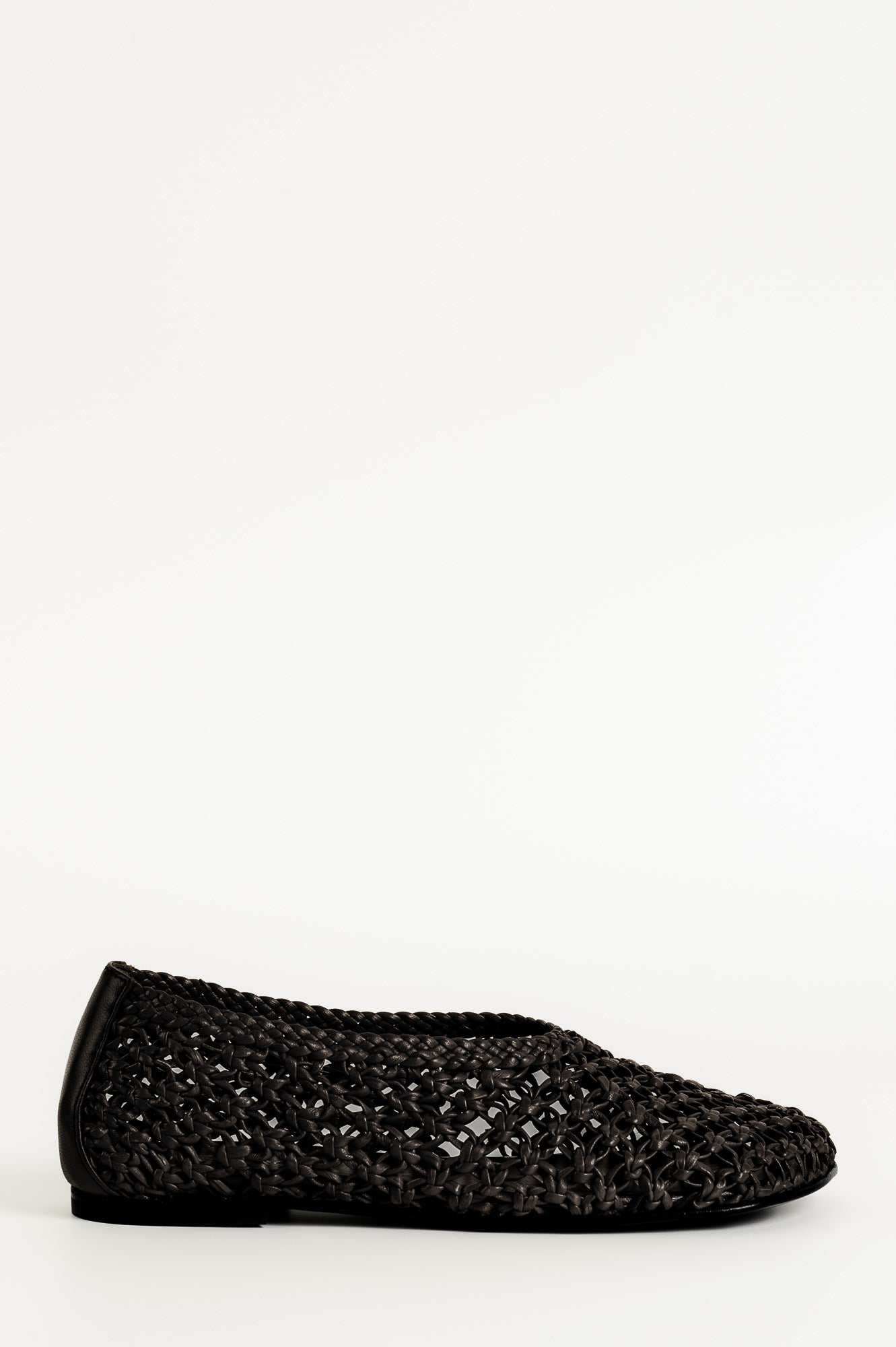 Flat Ballerina Ame 157 | Svart Virkat Skinn