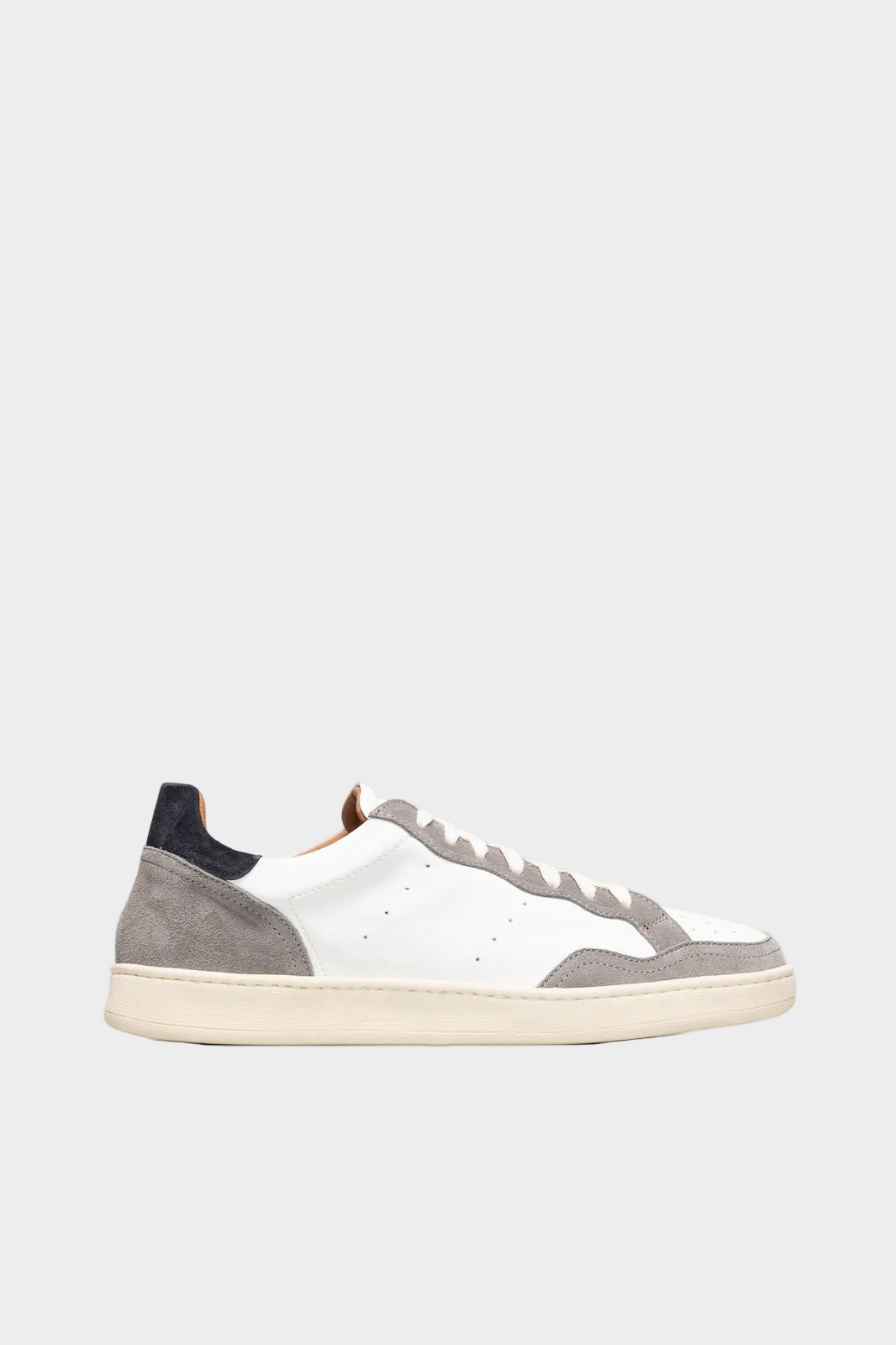 Men's Low-Top Sneaker | White-Grey Vintage Suede