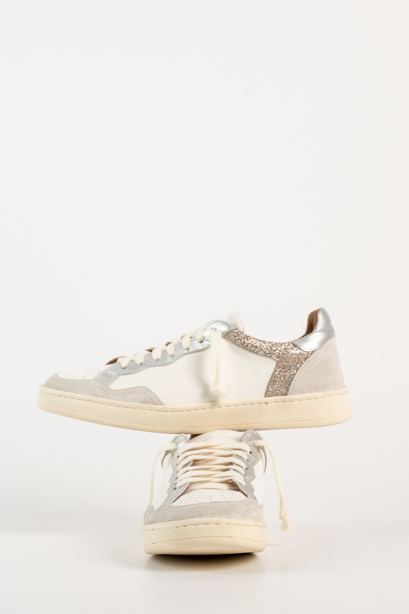 Low-top Sneaker Chiara | White Silver Leather