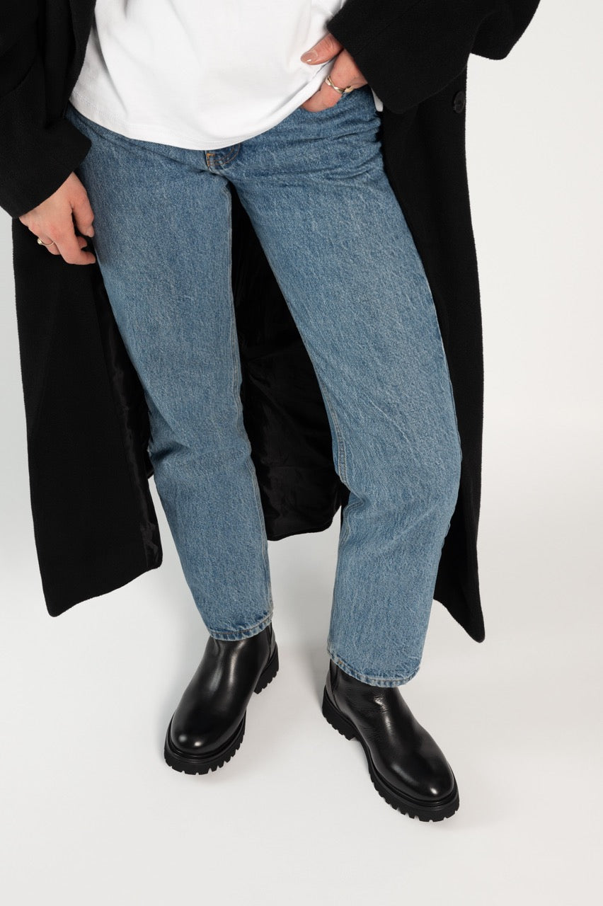 Shearling Boot Darcy | Black Calf Leather