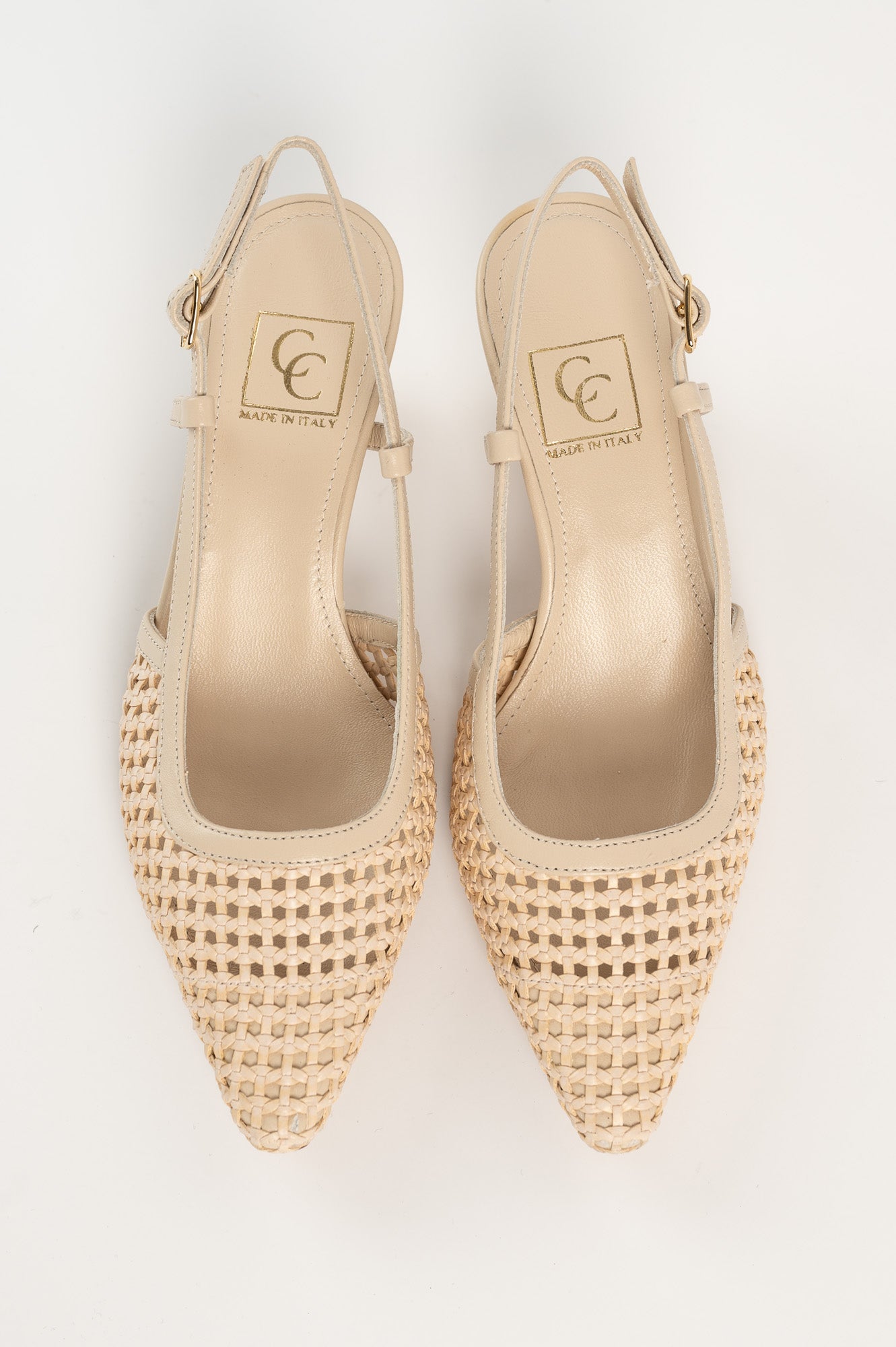 Slingback Pump Linnea 212 | Beige Flätat skinn