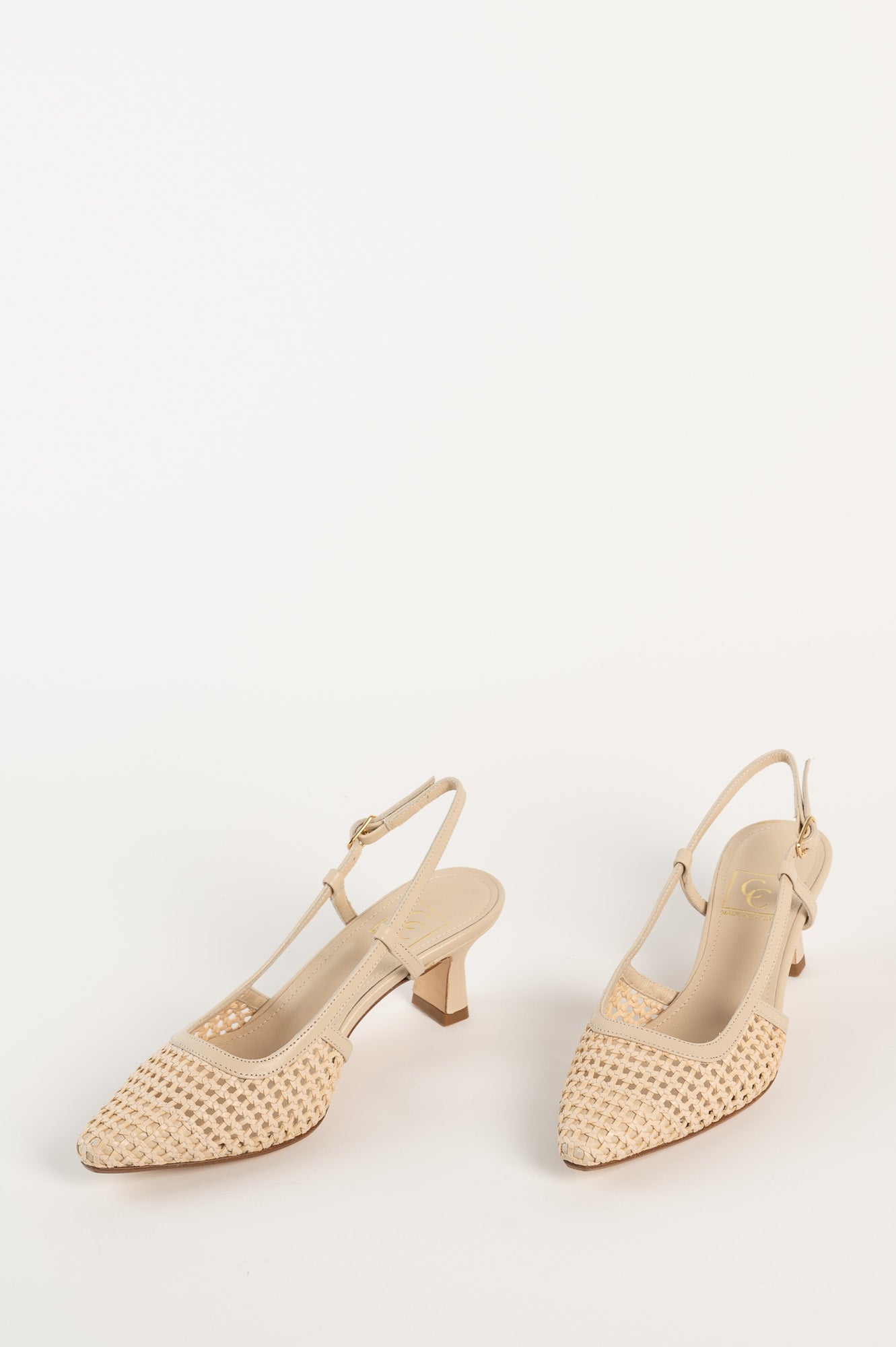 Slingback Pump Linnea 212 | Beige Flätat skinn