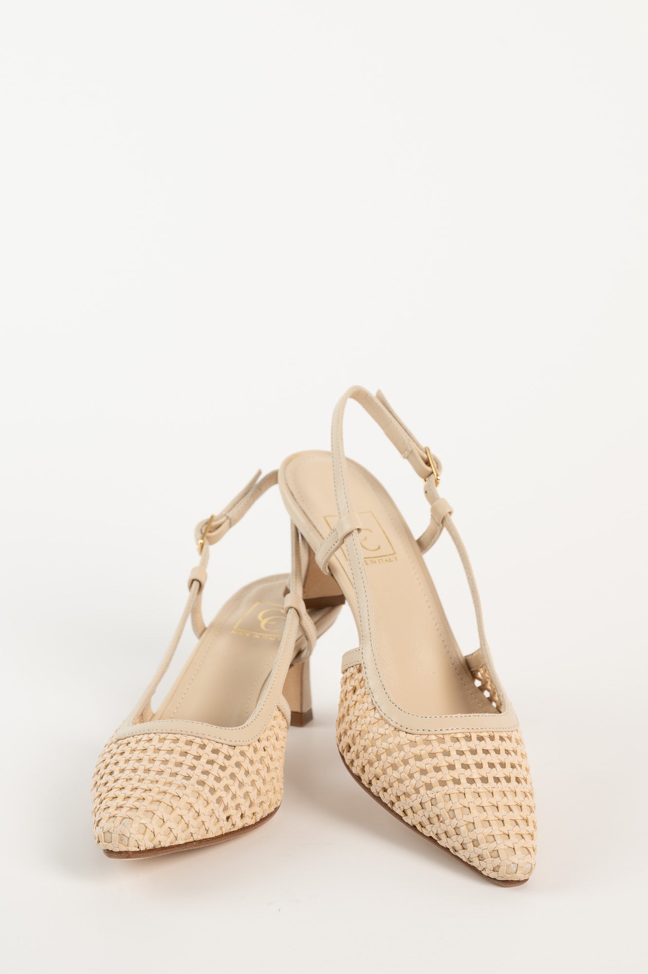 Slingback Pump Linnea 212 | Beige Flätat skinn