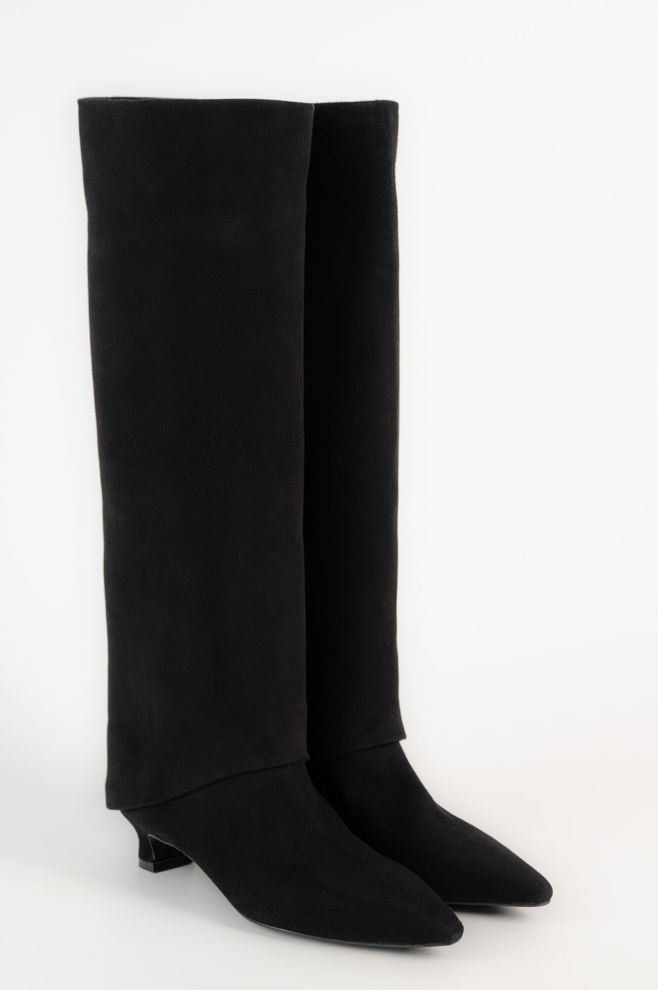 Folded High Boot Bria | Black Suede