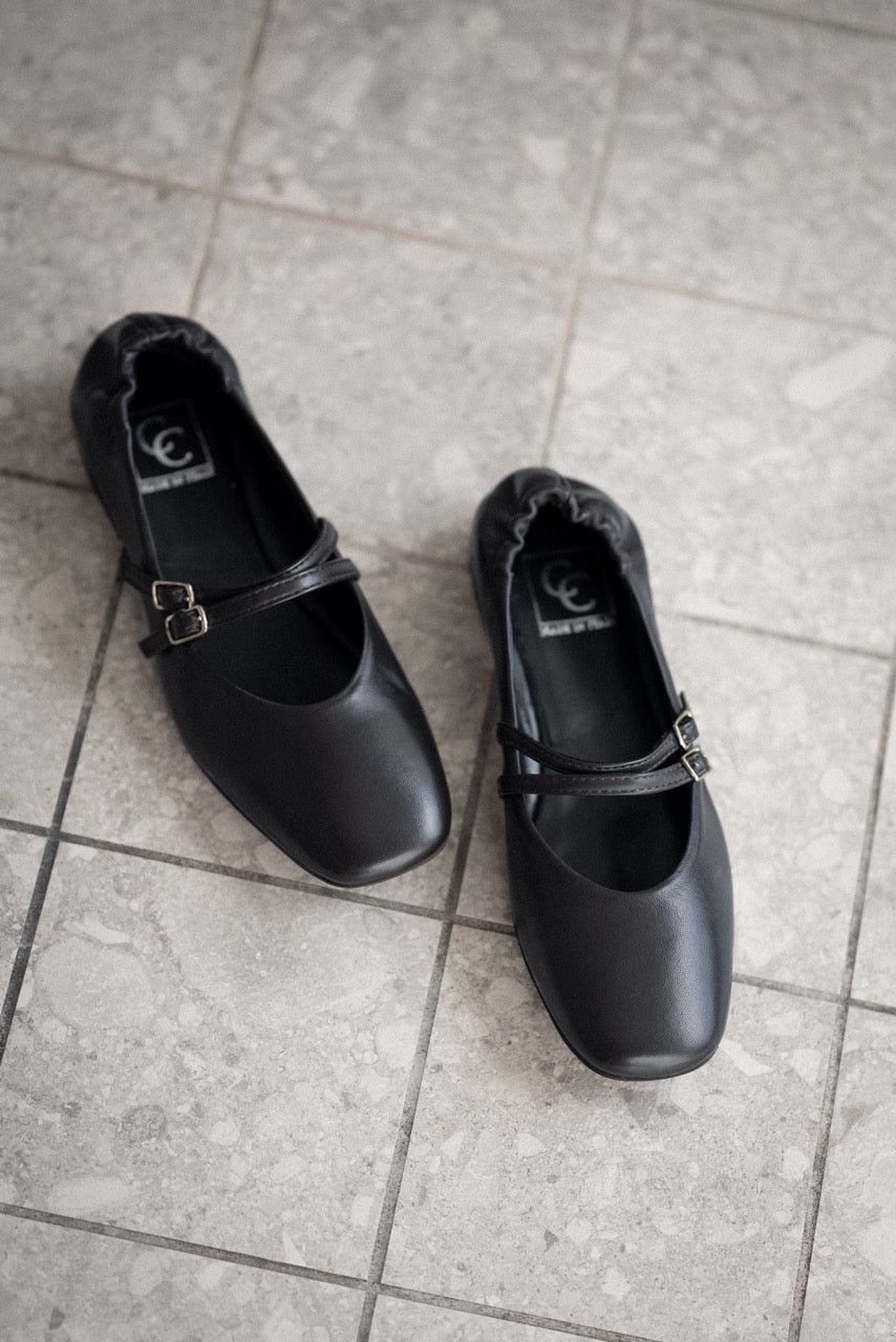 Mary Jane Flat Giana | Abyss Black Nappa Leather