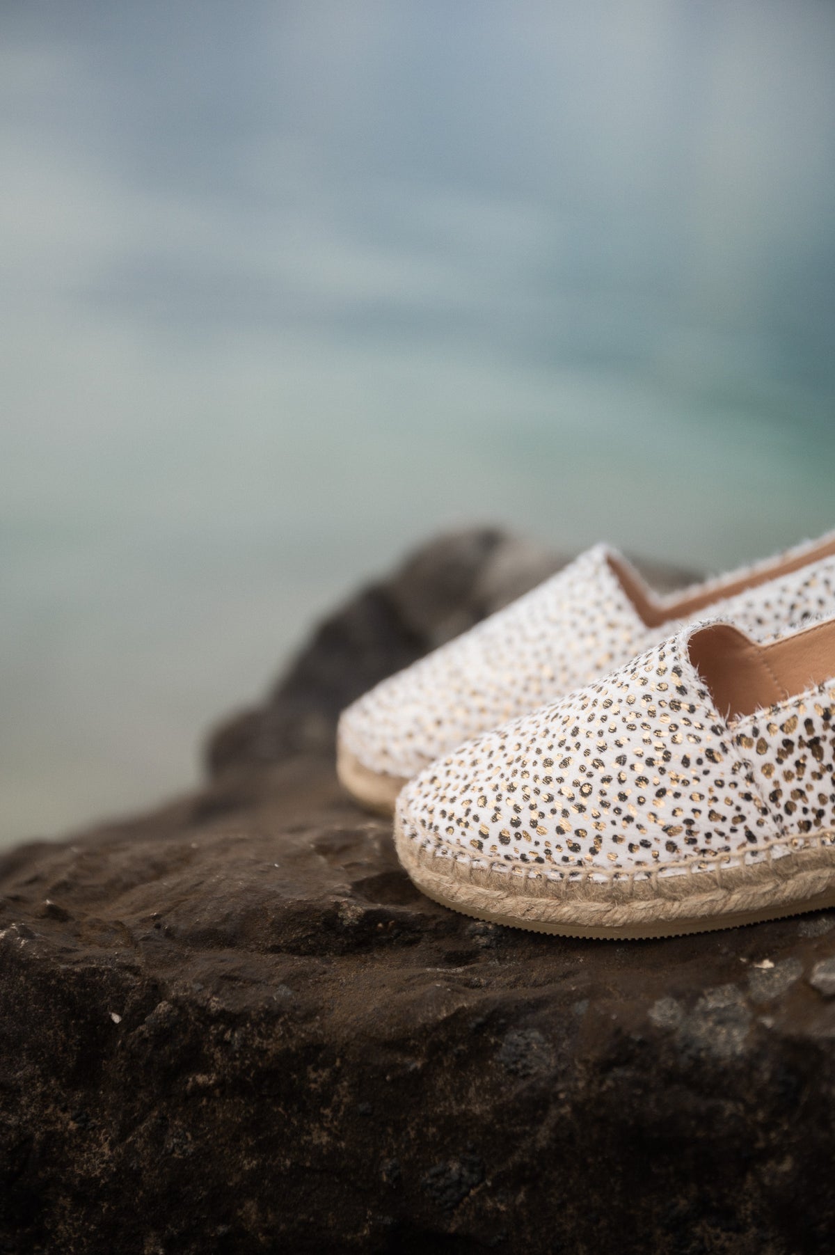 Espadrille Monaco | Spotted Black-White-Gold Cavallino