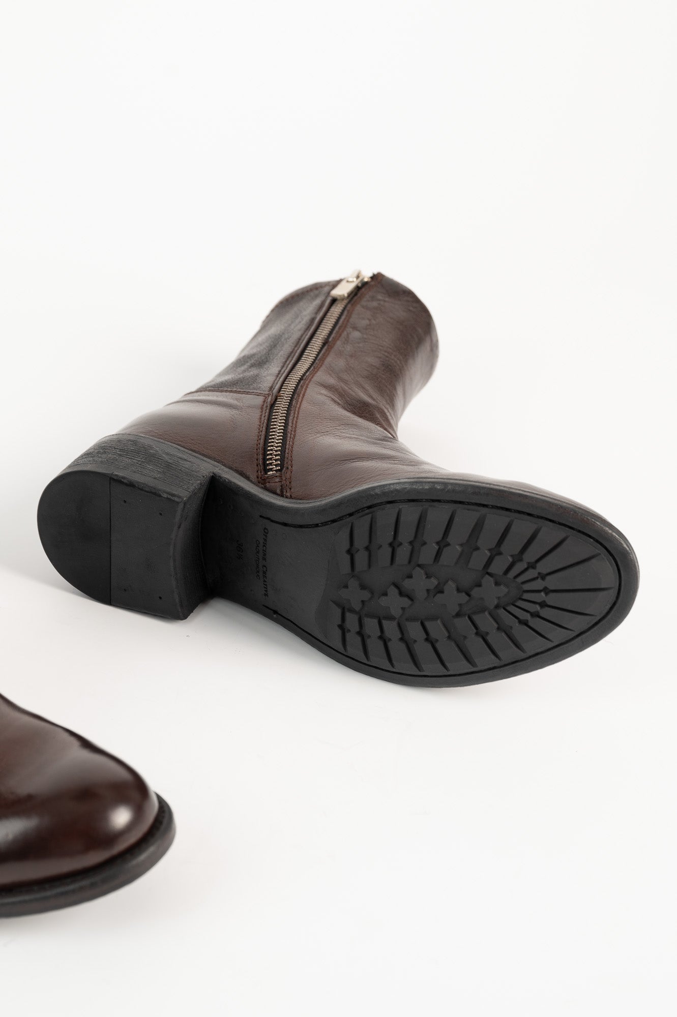 Zipper Boot Lis | Brown Washed Buffalo Leather