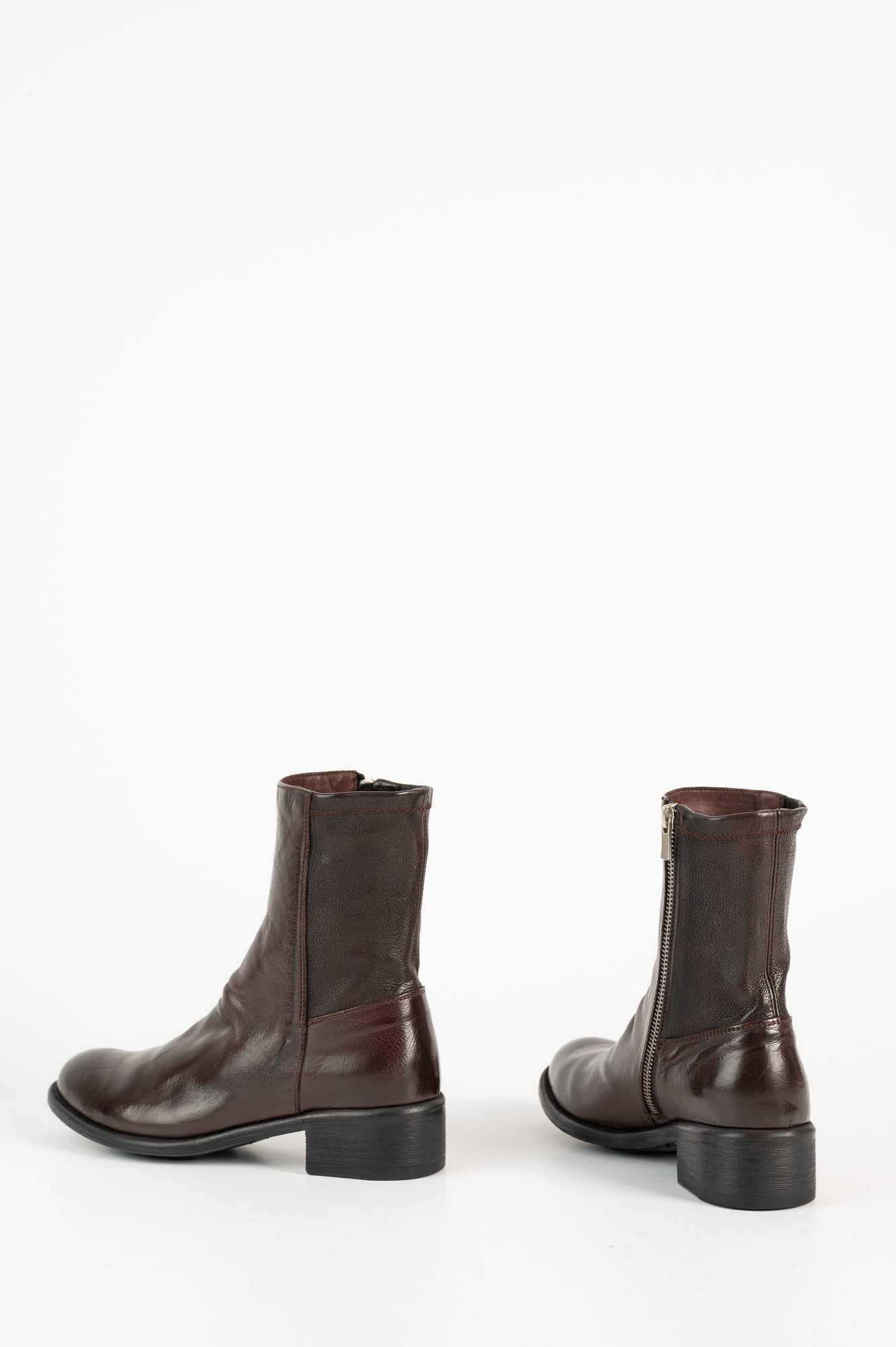 Zipper Boot Lis | Brown Washed Buffalo Leather