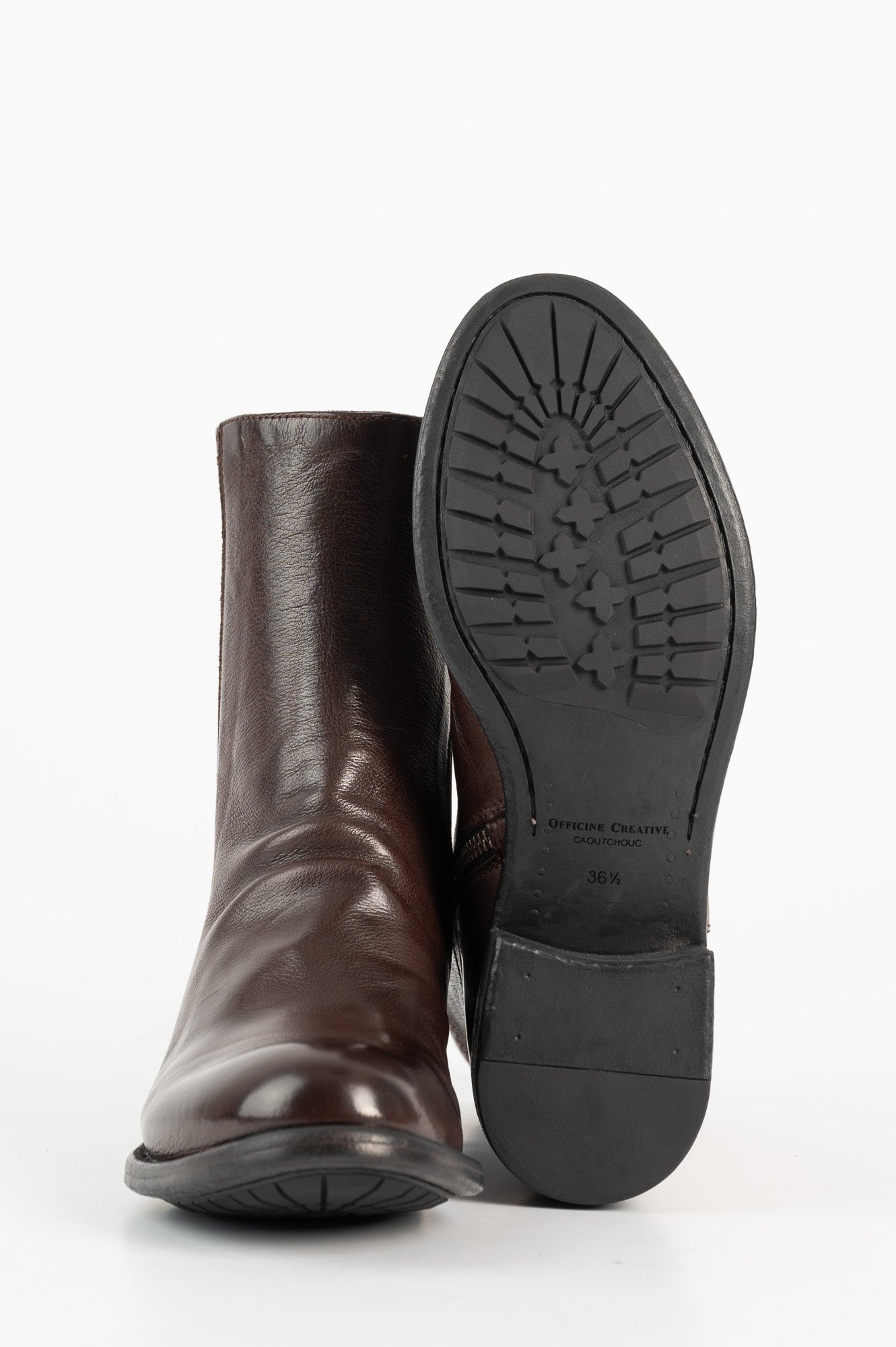Zipper Boot Lis | Brown Washed Buffalo Leather