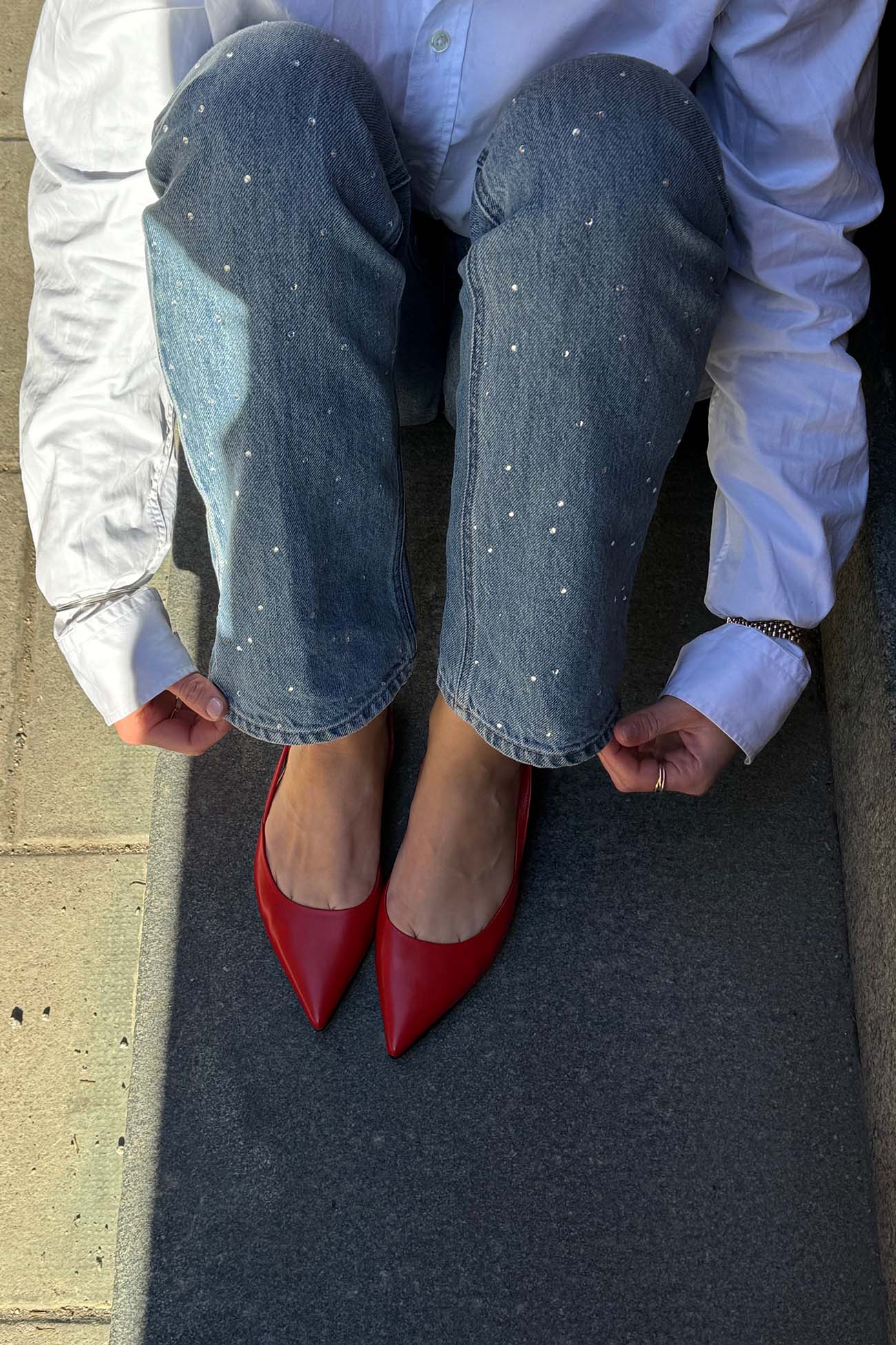 Flat Slingback Ingrid | Red Nappa Leather