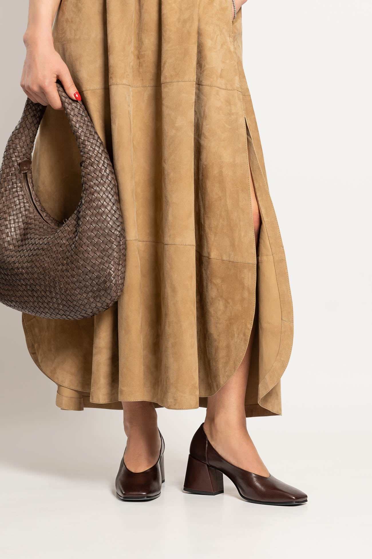 Square Pump Ally | Chocolate Brown Nappa Leather