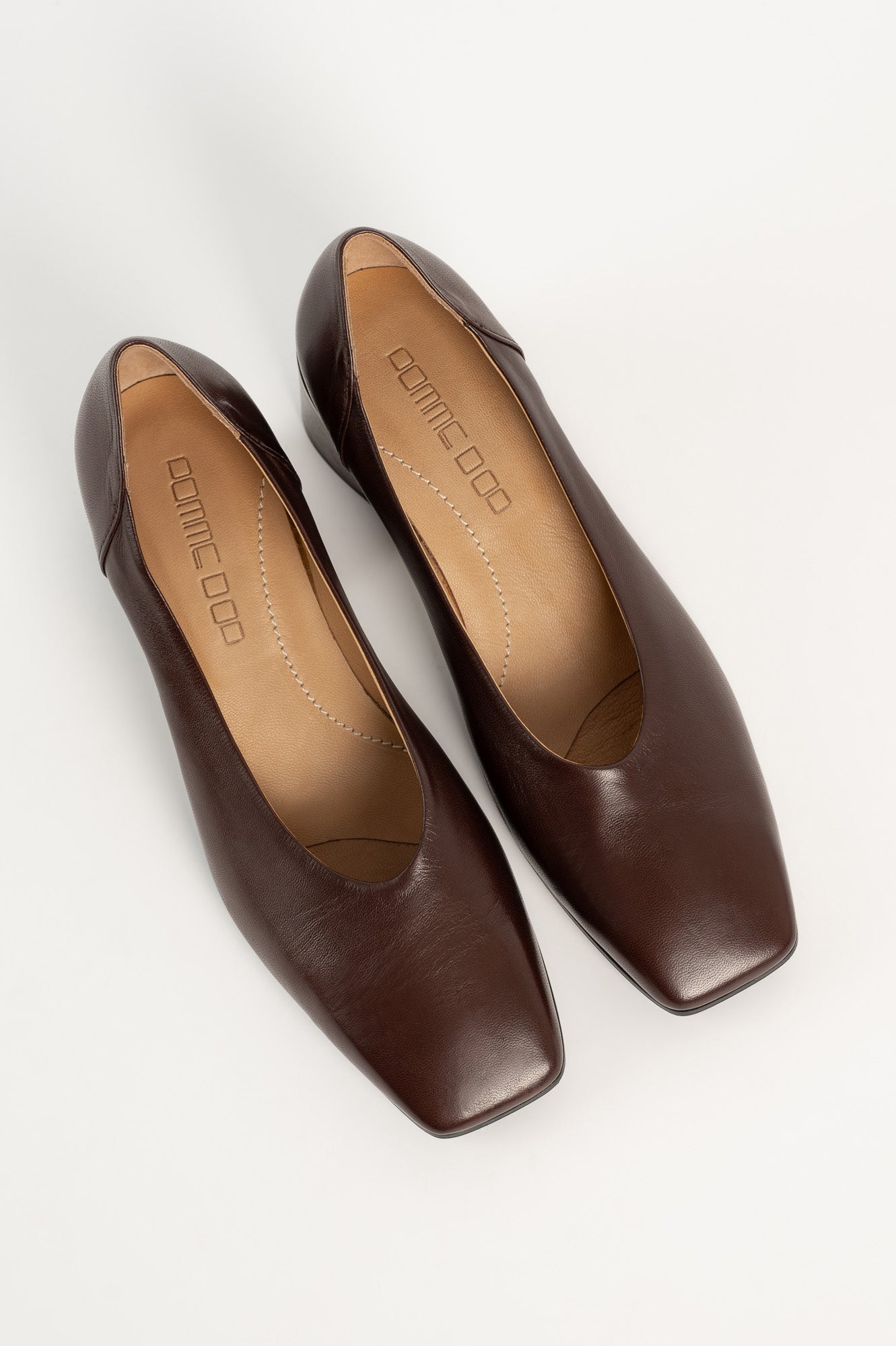 Square Pump Ally | Chocolate Brown Nappa Leather