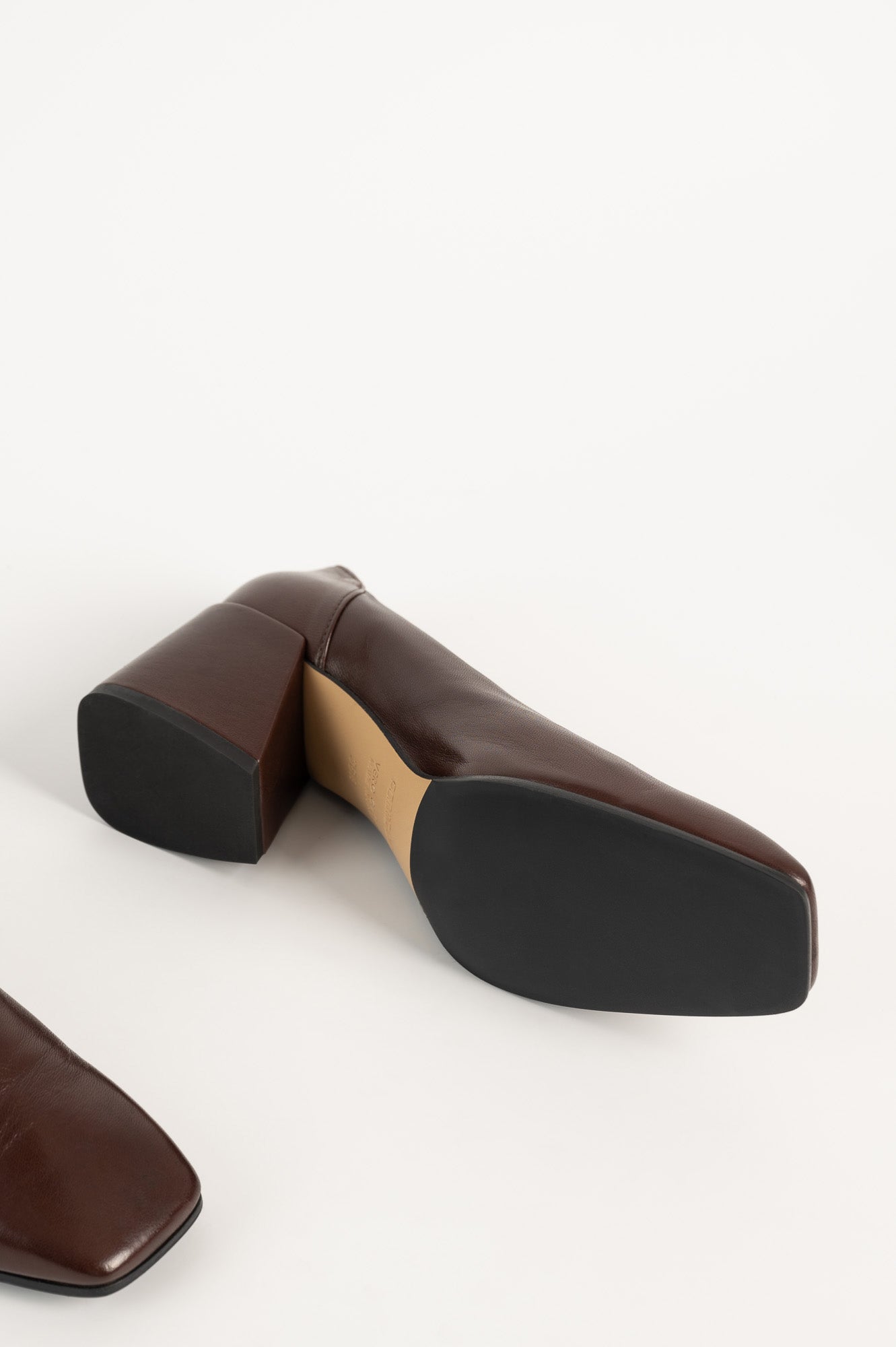 Square Pump Ally | Chocolate Brown Nappa Leather