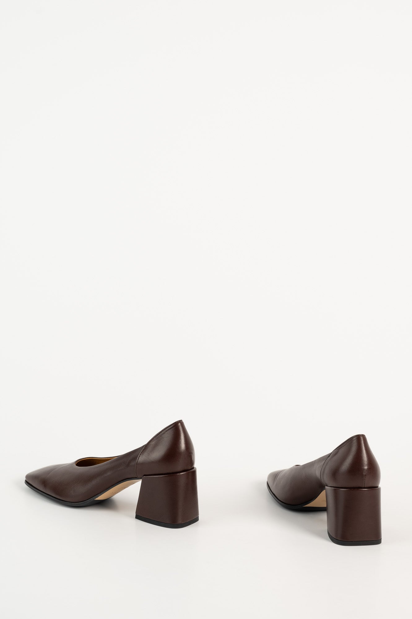 Square Pump Ally | Chocolate Brown Nappa Leather