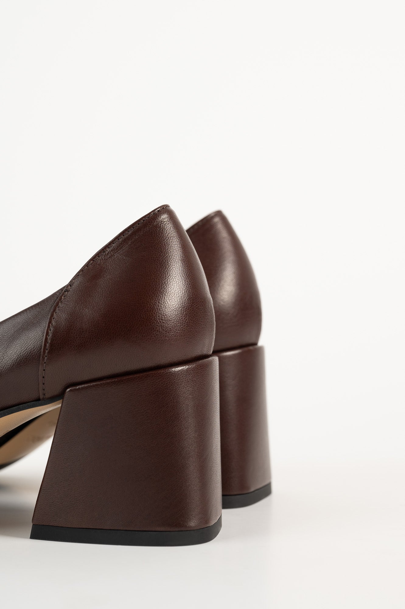 Square Pump Ally | Chocolate Brown Nappa Leather