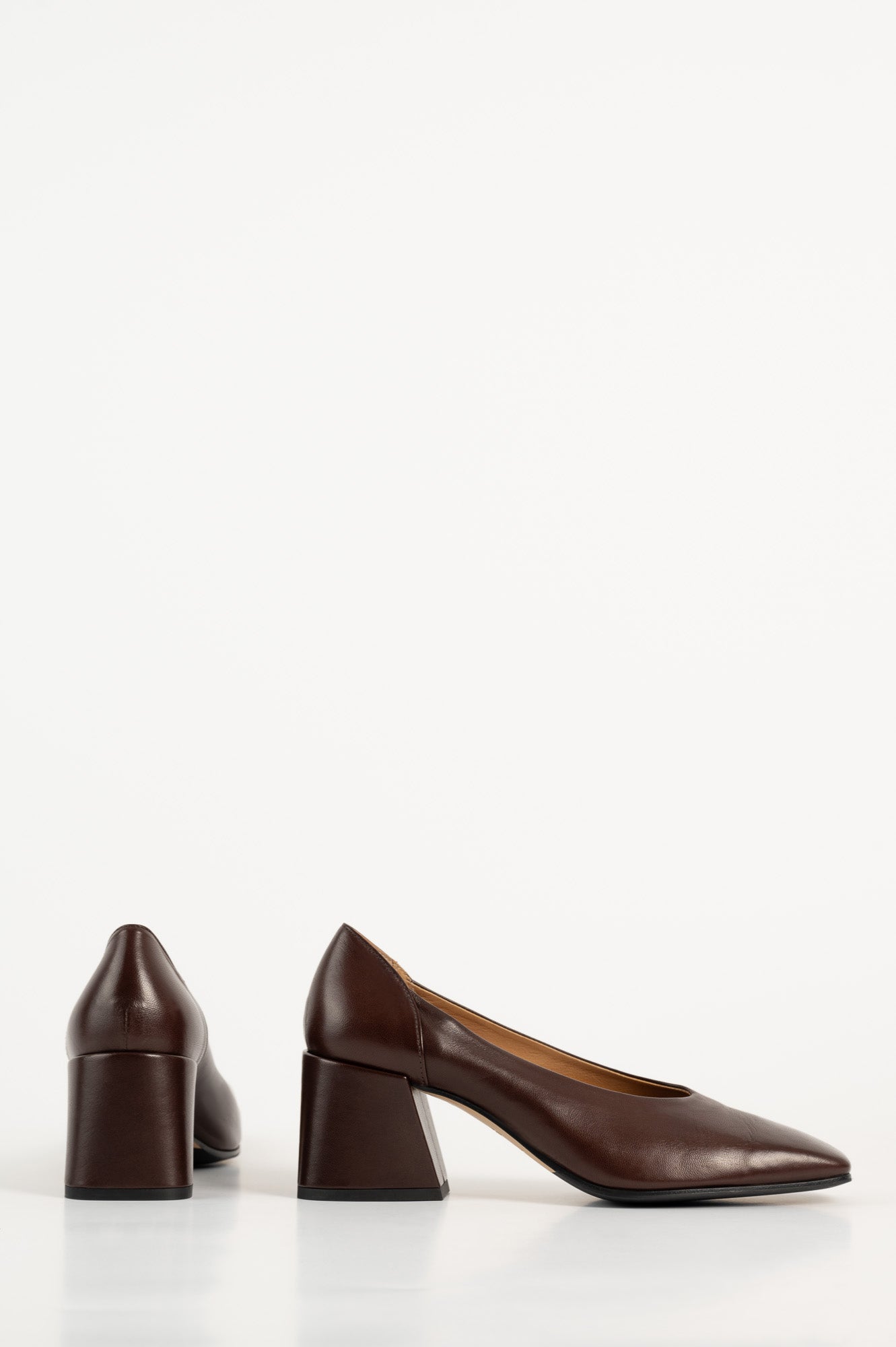 Square Pump Ally | Chocolate Brown Nappa Leather