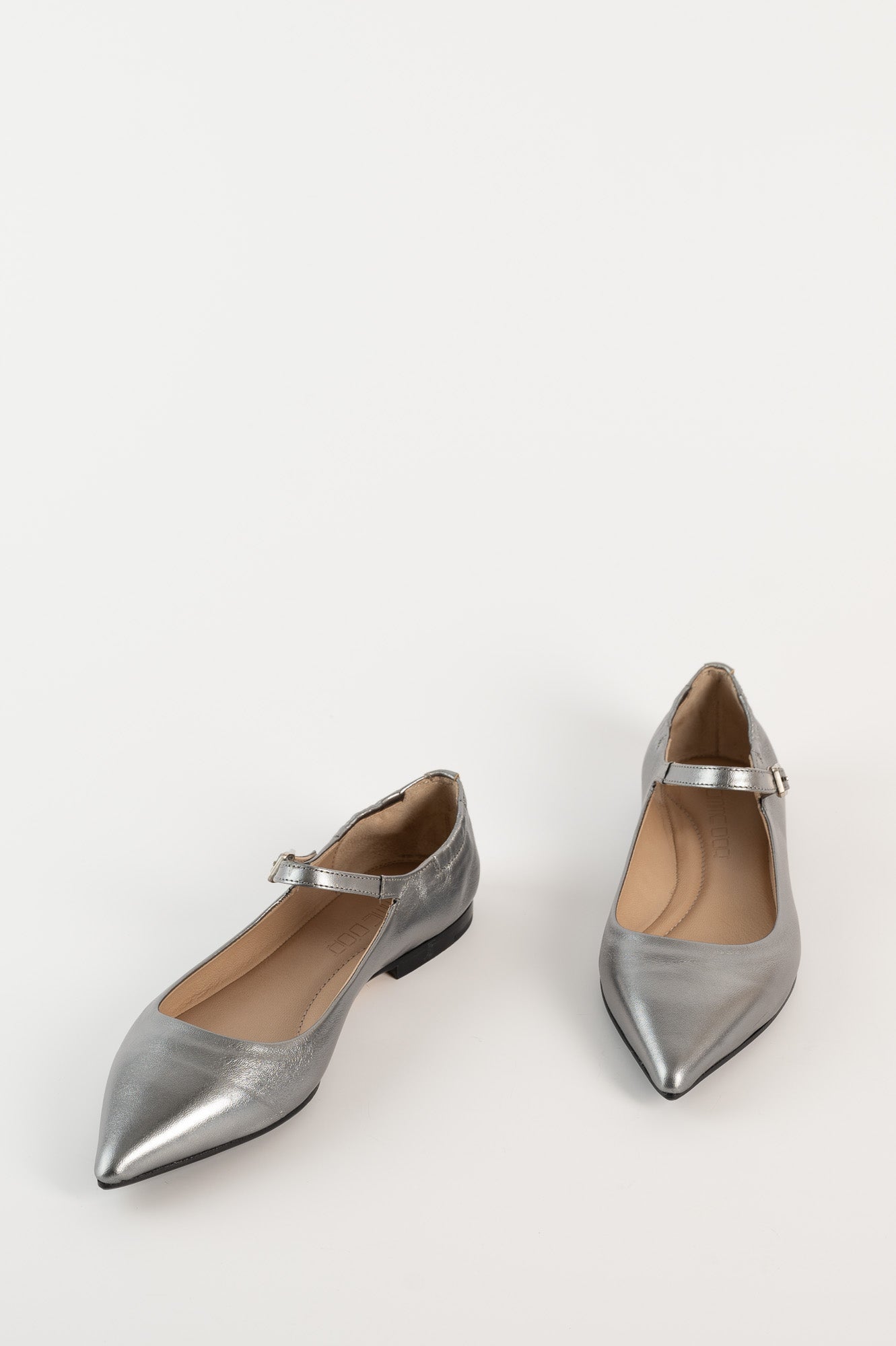 Mary Jane Flat Ingrid | Silver Nappa Leather