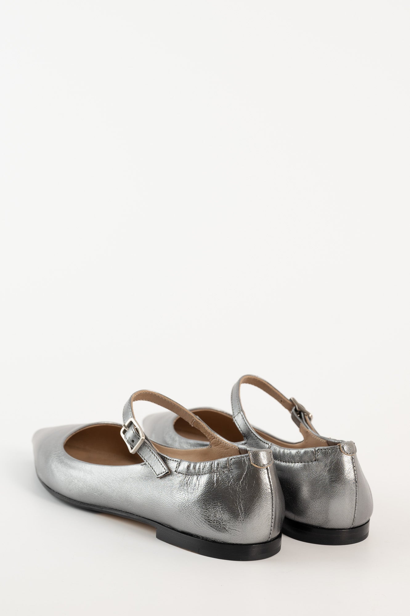 Mary Jane Flat Ingrid | Silver Nappa Leather