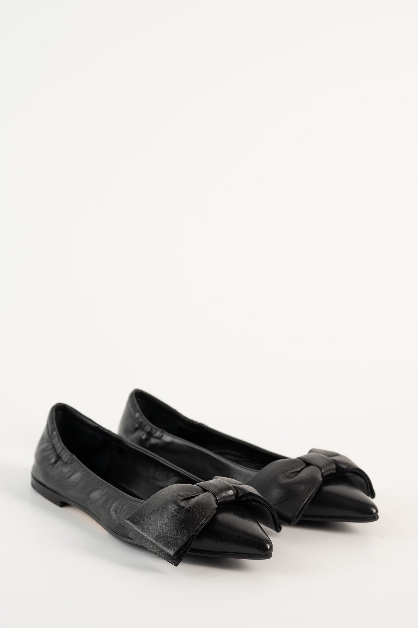 Ballet Flat Ingrid Bow | Black Nappa Leather