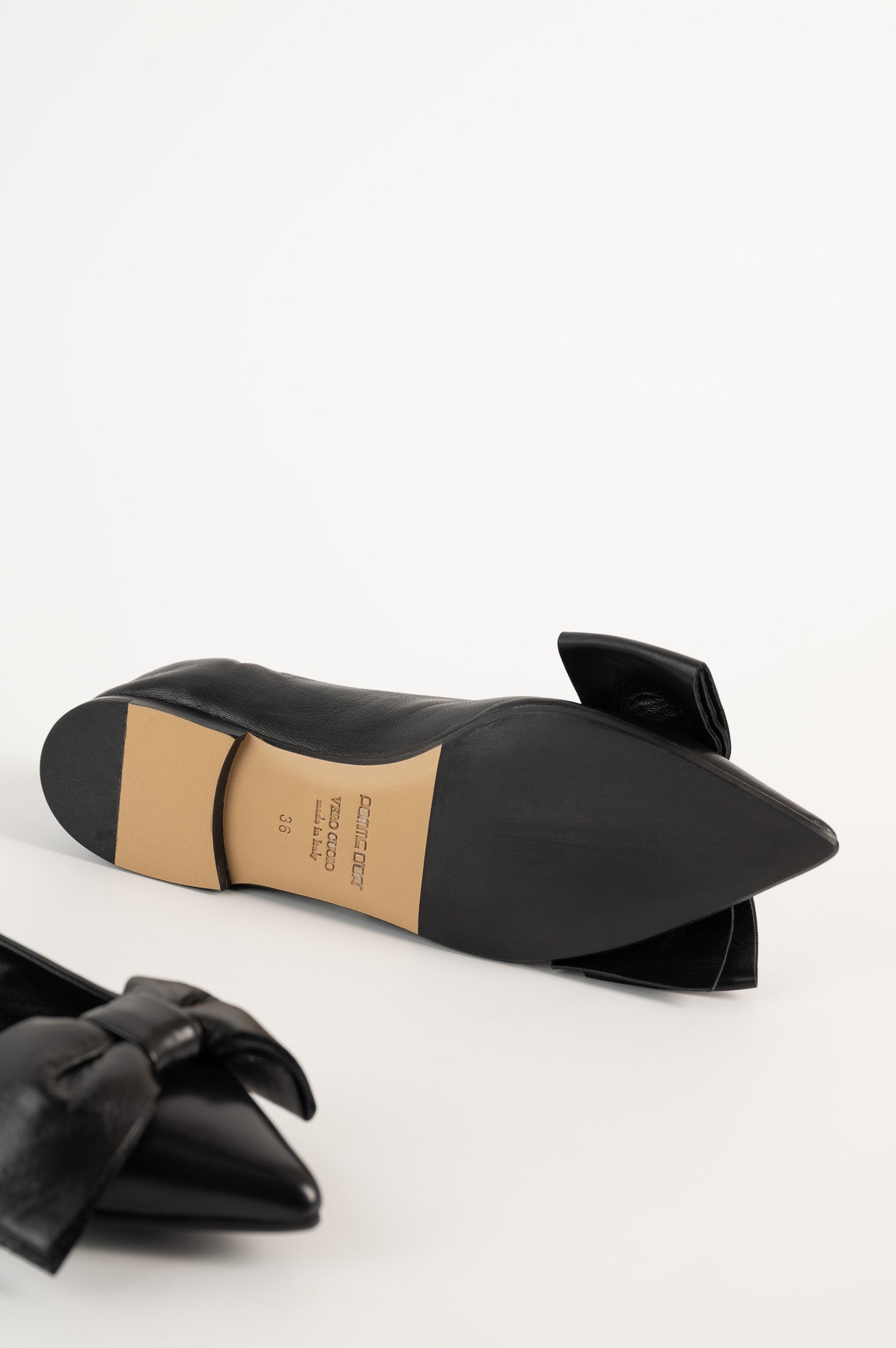 Ballet Flat Ingrid Bow | Black Nappa Leather