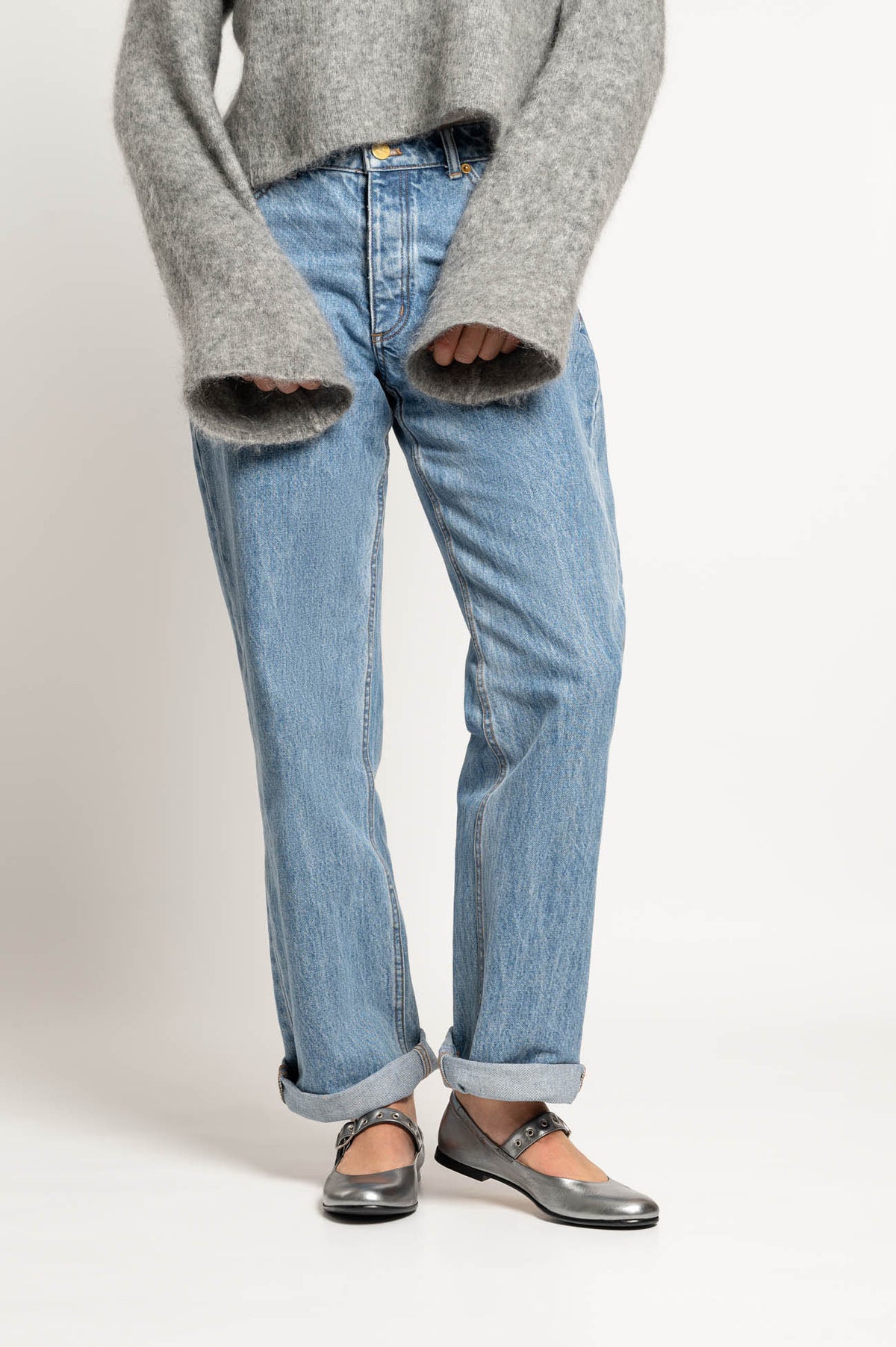 Mary Jane Flat Erin 852 | Silver Leather