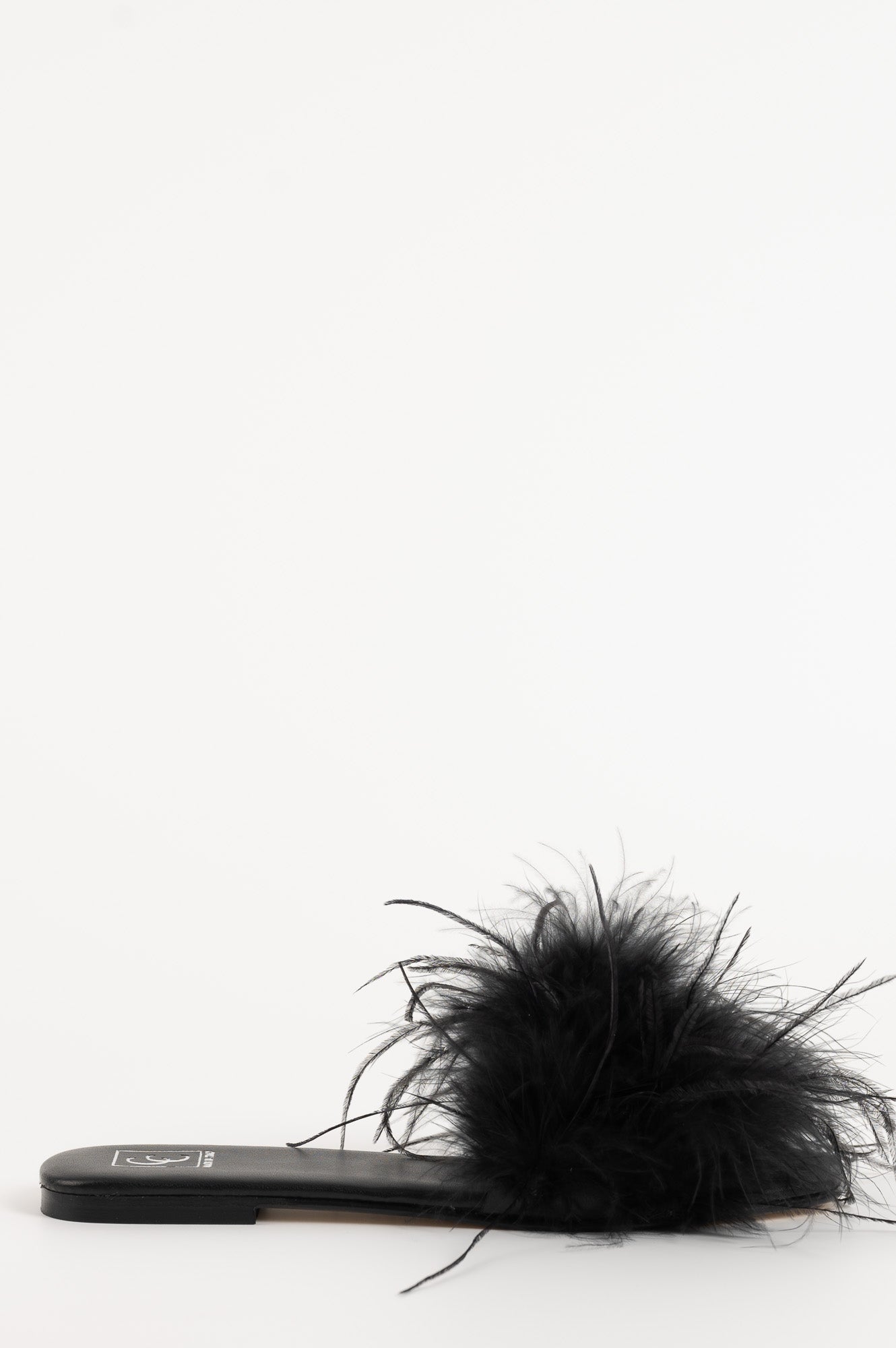 Feather Sandal Louise | Black Nappa Leather & Ostrich Feathers